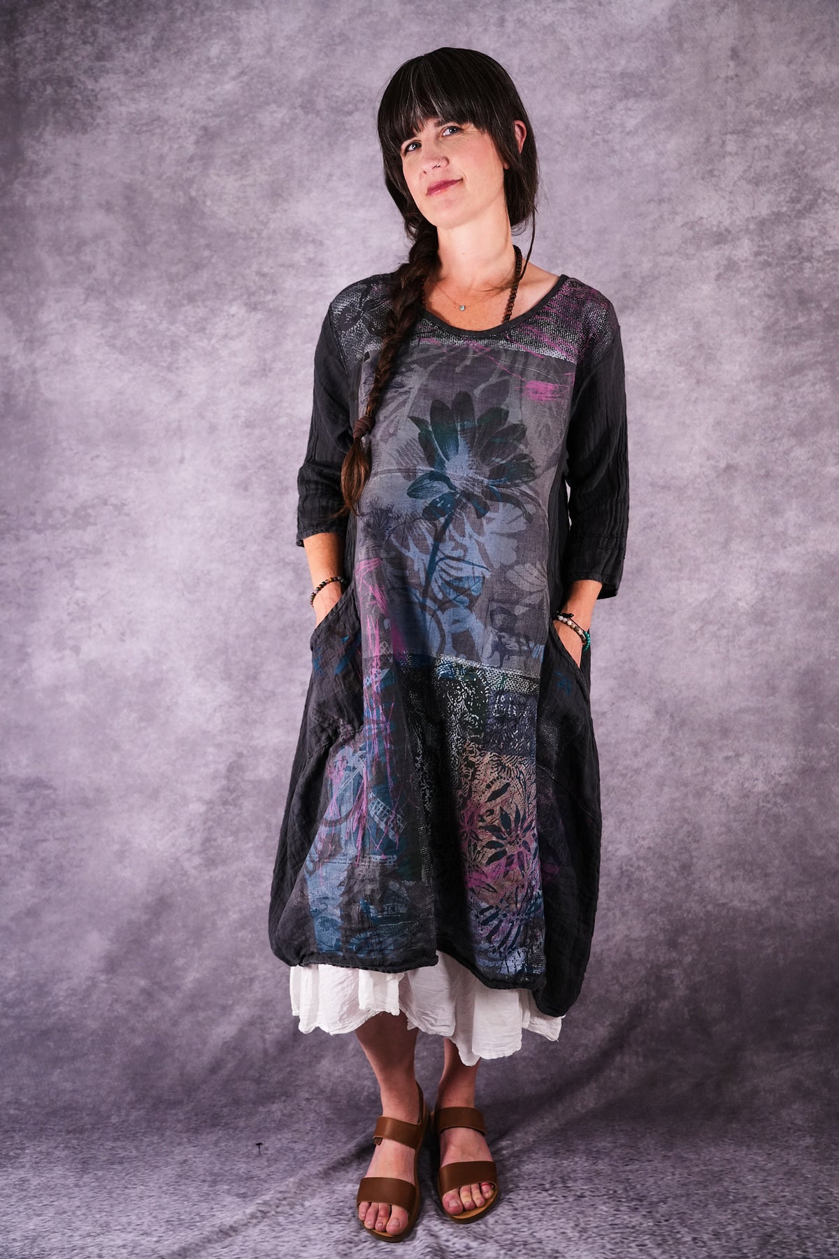7114 Linen Wave Dress Ironworks Daisy Abstract