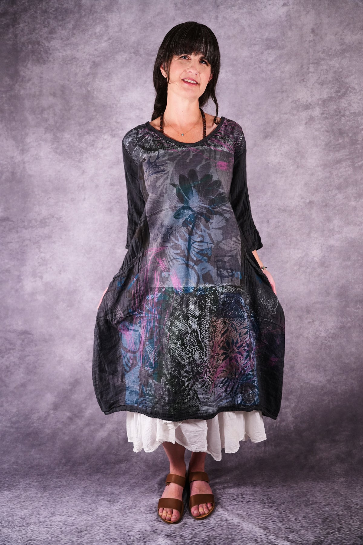 7114 Linen Wave Dress Ironworks Daisy Abstract
