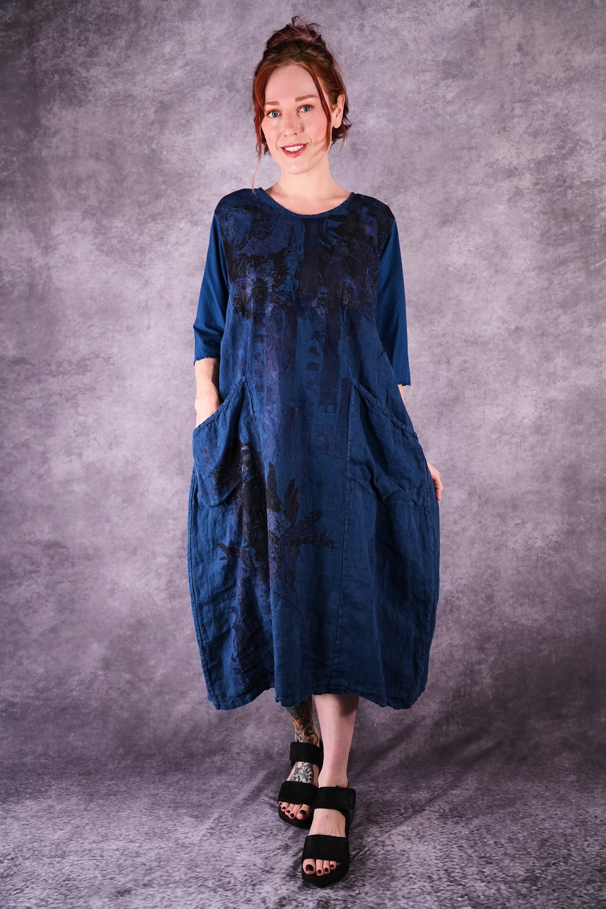 7214 Ladies Dress Indigo Shadows