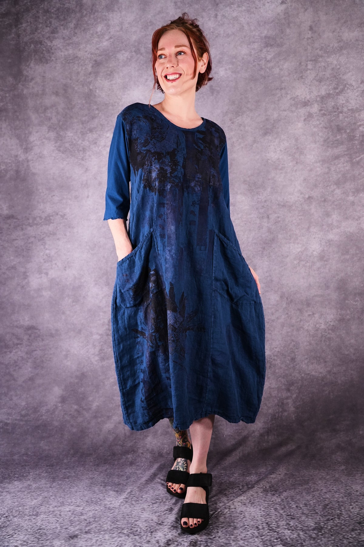 7214 Ladies Dress Indigo Shadows
