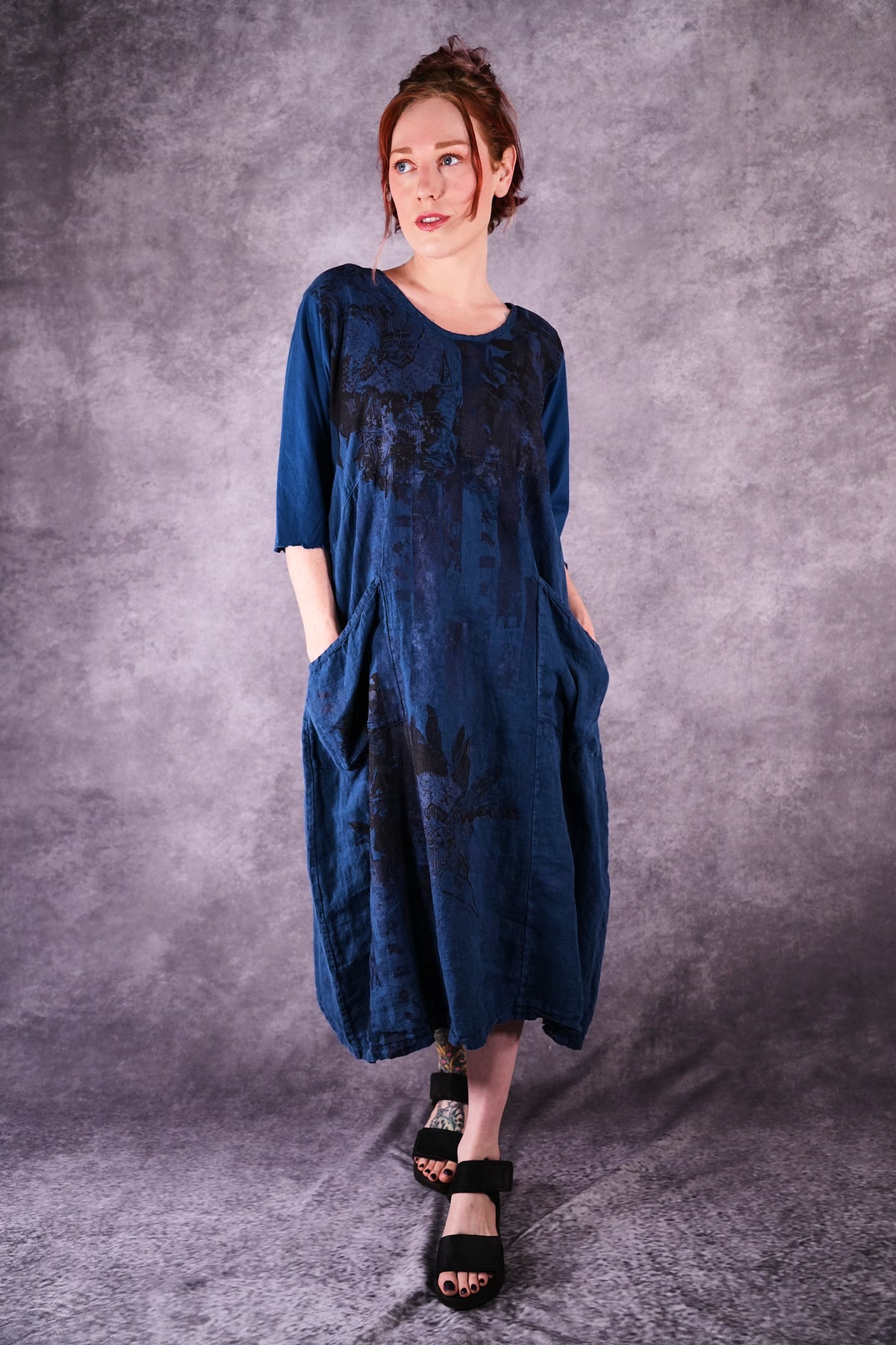 7214 Ladies Dress Indigo Shadows