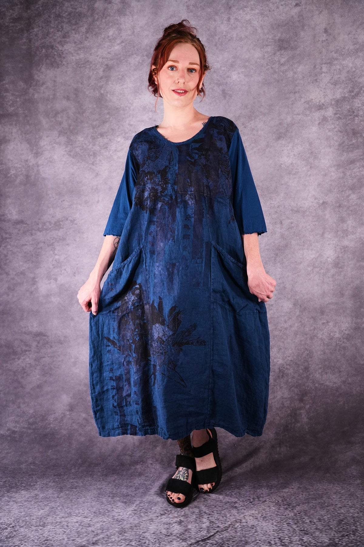 7214 Ladies Dress Indigo Shadows