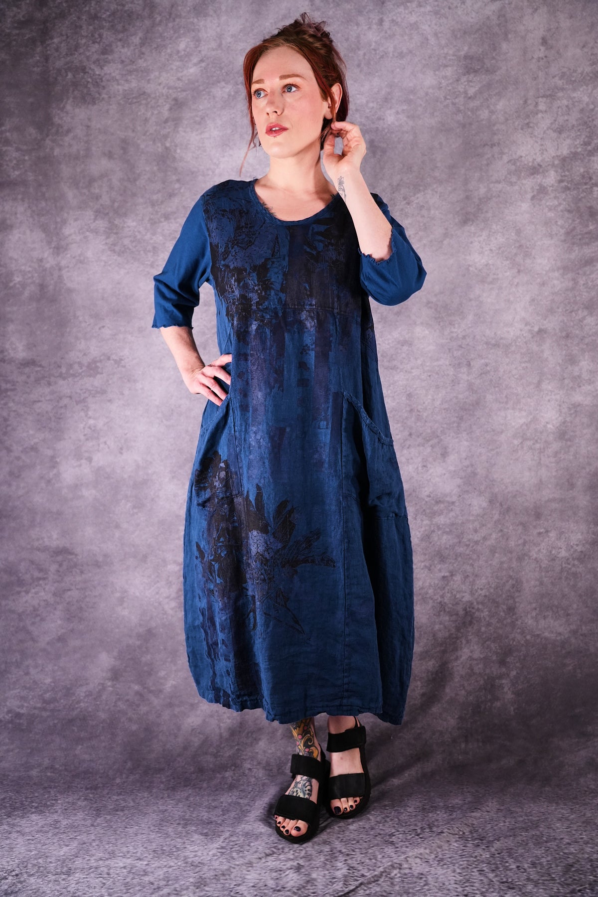 7214 Ladies Dress Indigo Shadows