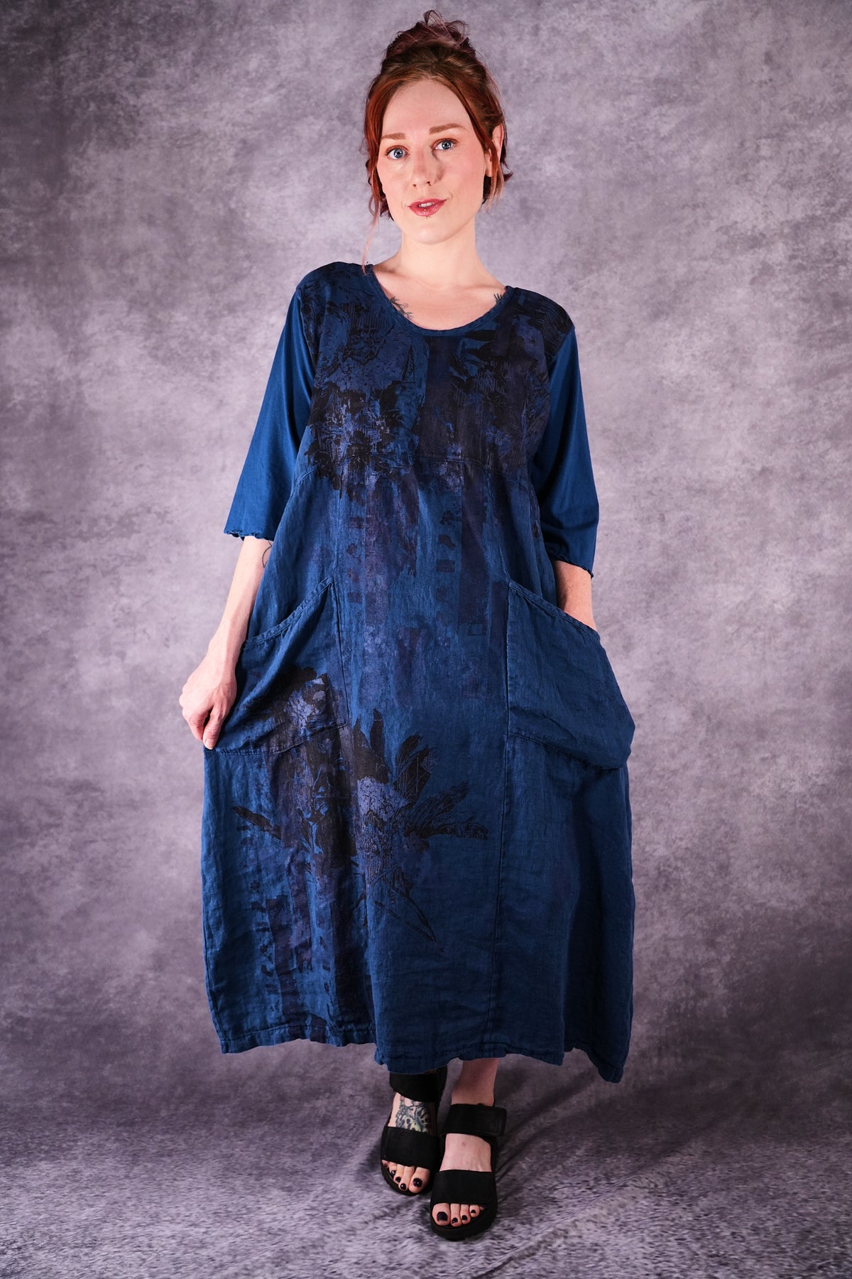 7214 Ladies Dress Indigo Shadows