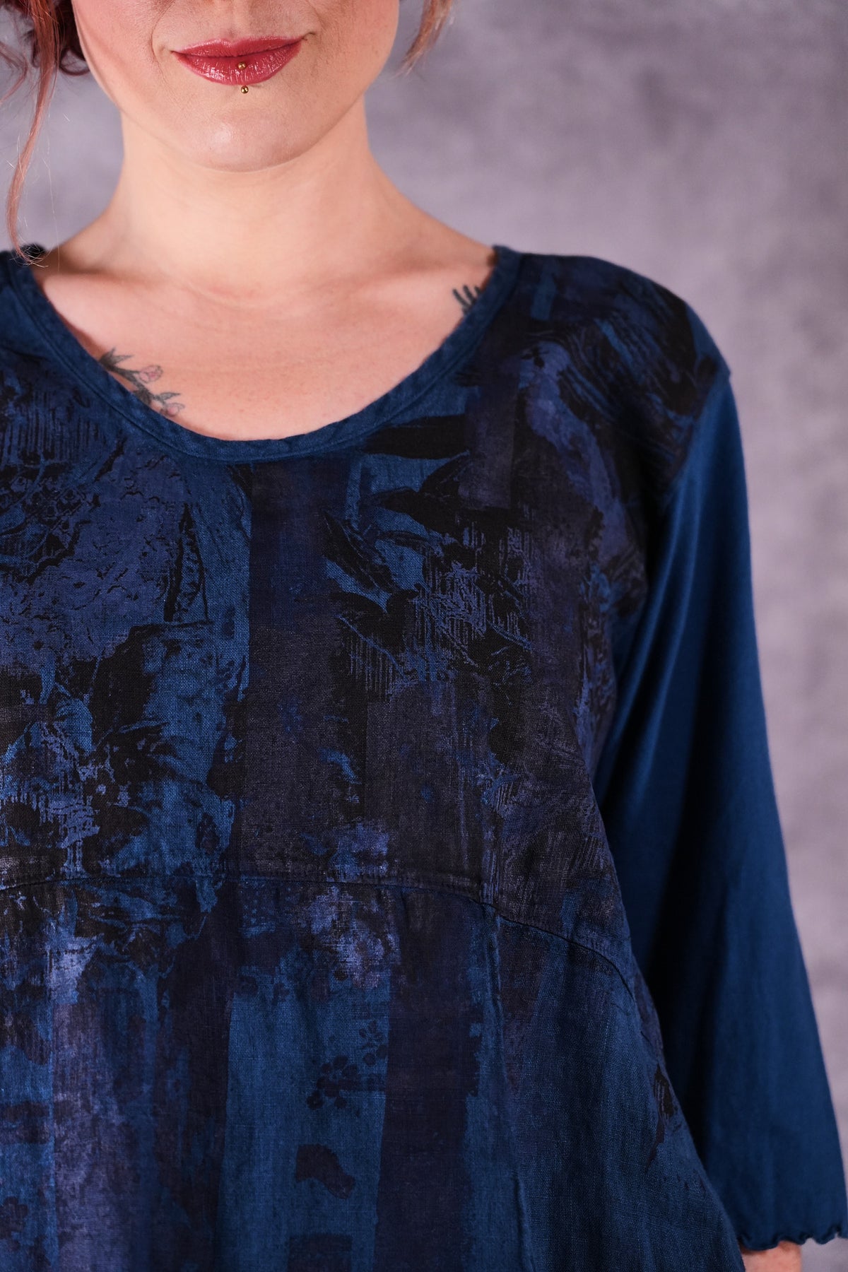7214 Ladies Dress Indigo Shadows