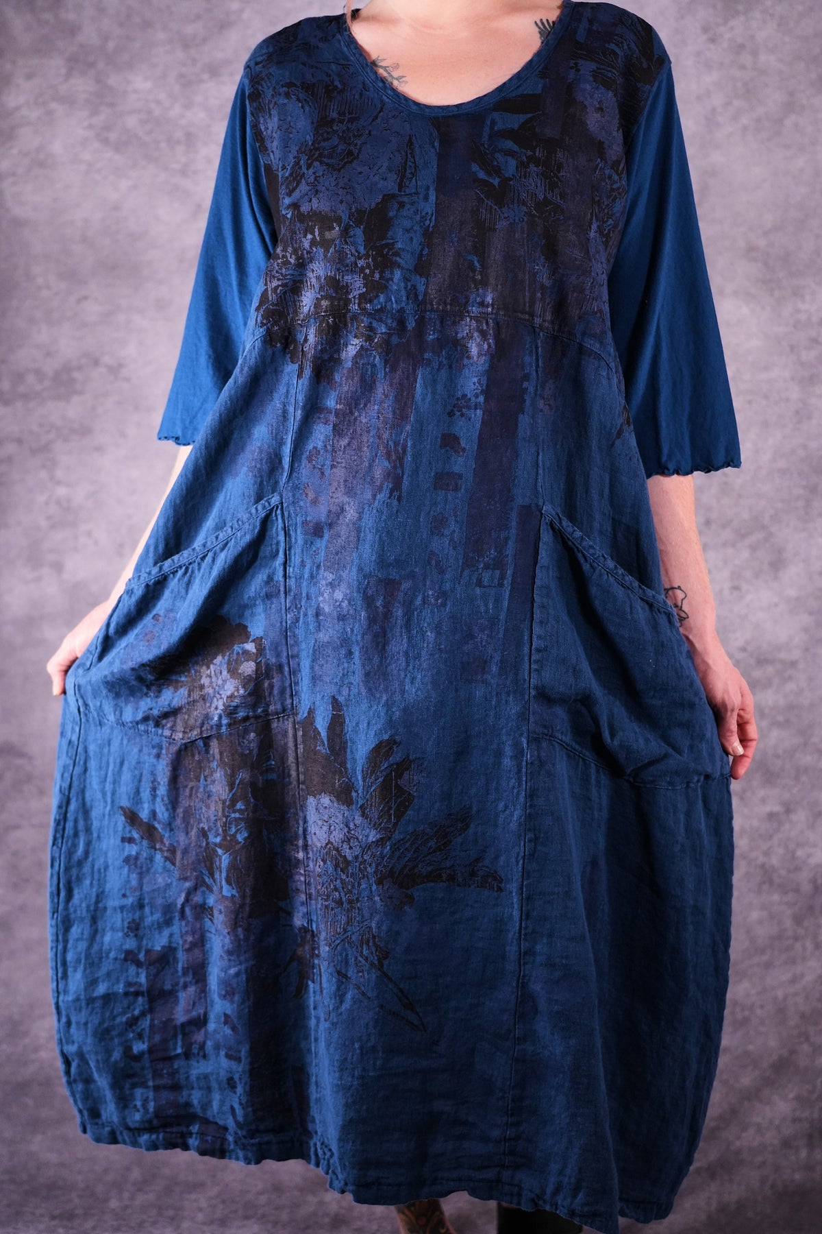 7214 Ladies Dress Indigo Shadows