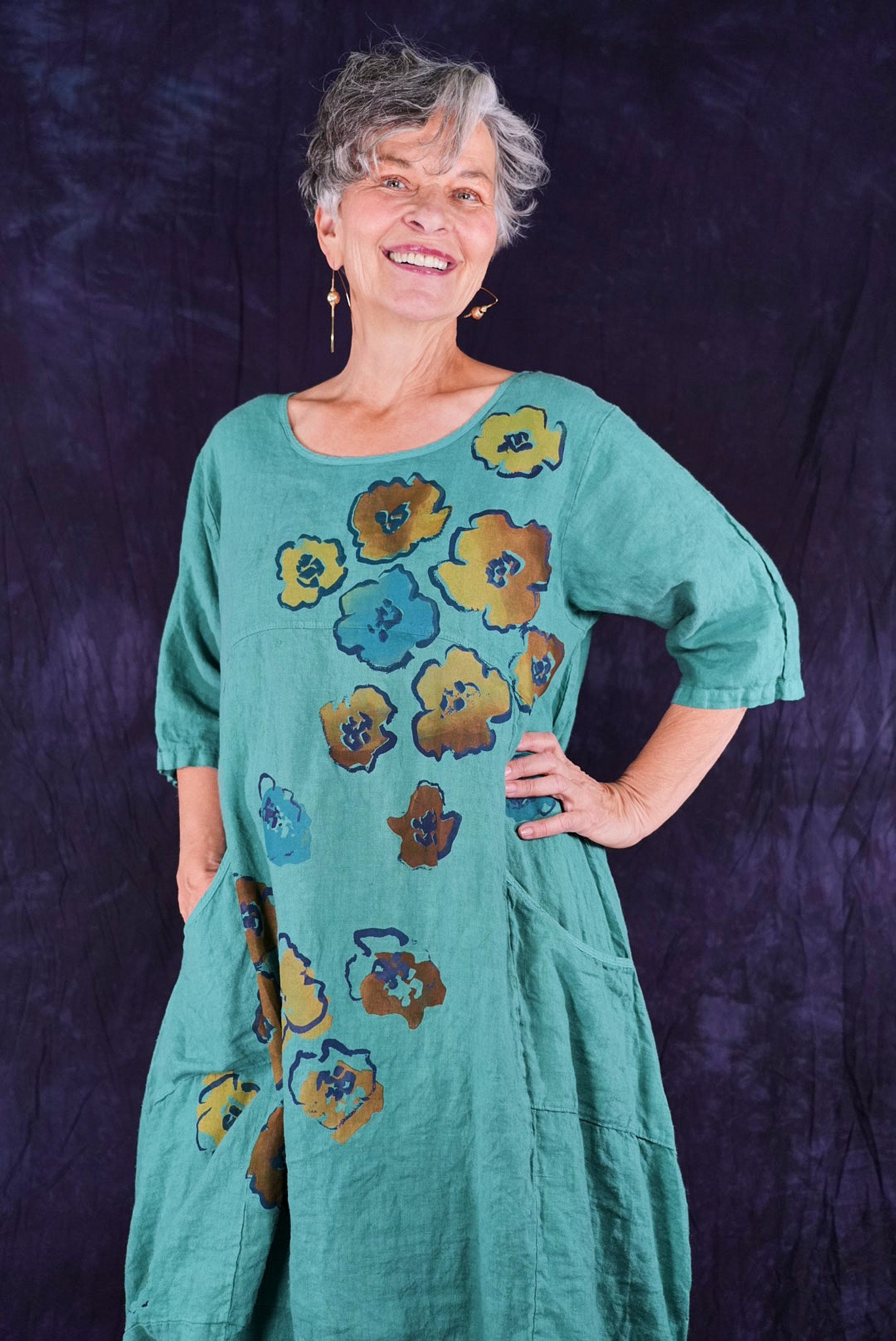 7221 Lucky Linen Dress Jade-P - Blue Fish Clothing 7221 Lucky Linen Dress Jade-P - Blue Fish Clothing