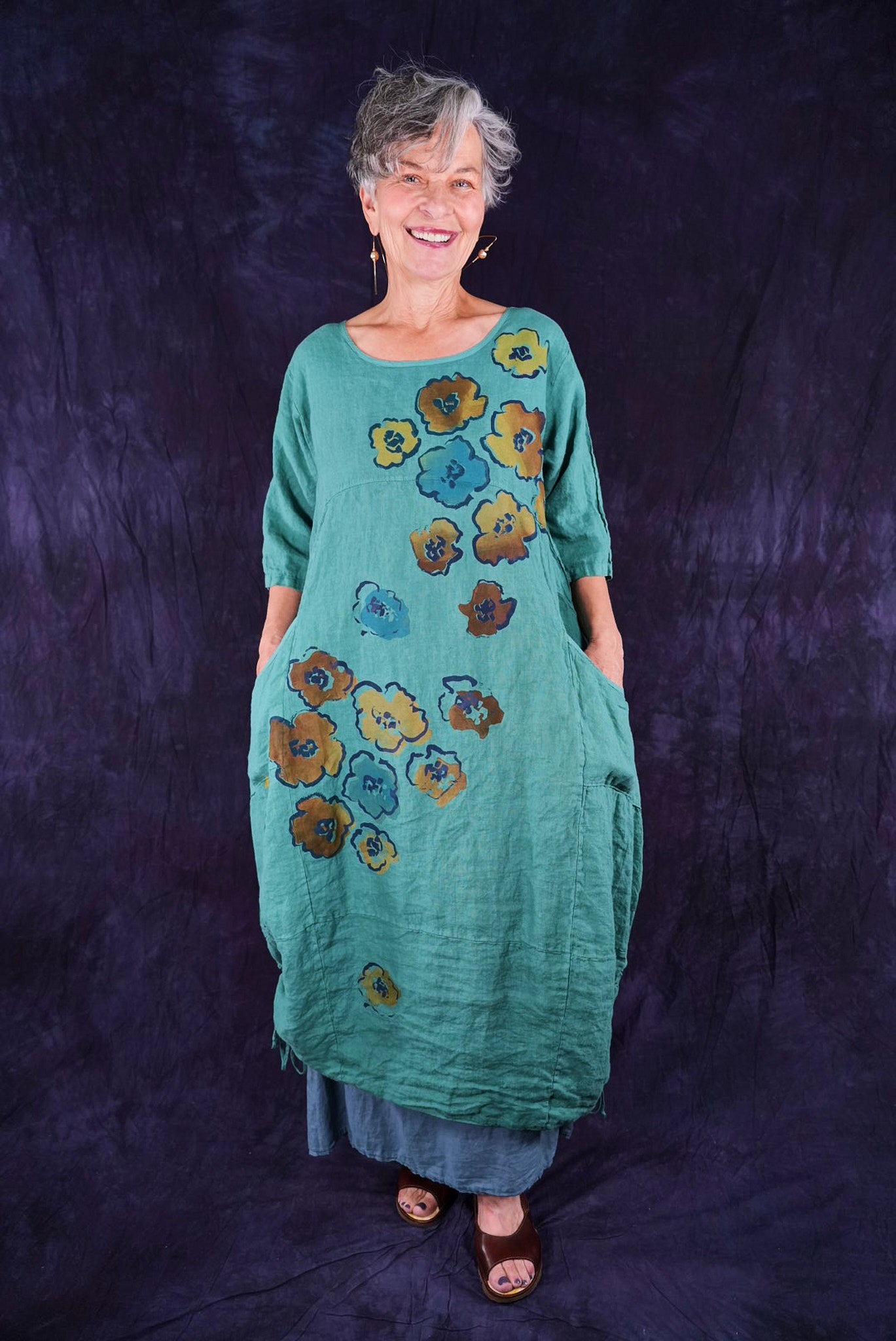 7221 Lucky Linen Dress Jade-P - Blue Fish Clothing 7221 Lucky Linen Dress Jade-P - Blue Fish Clothing