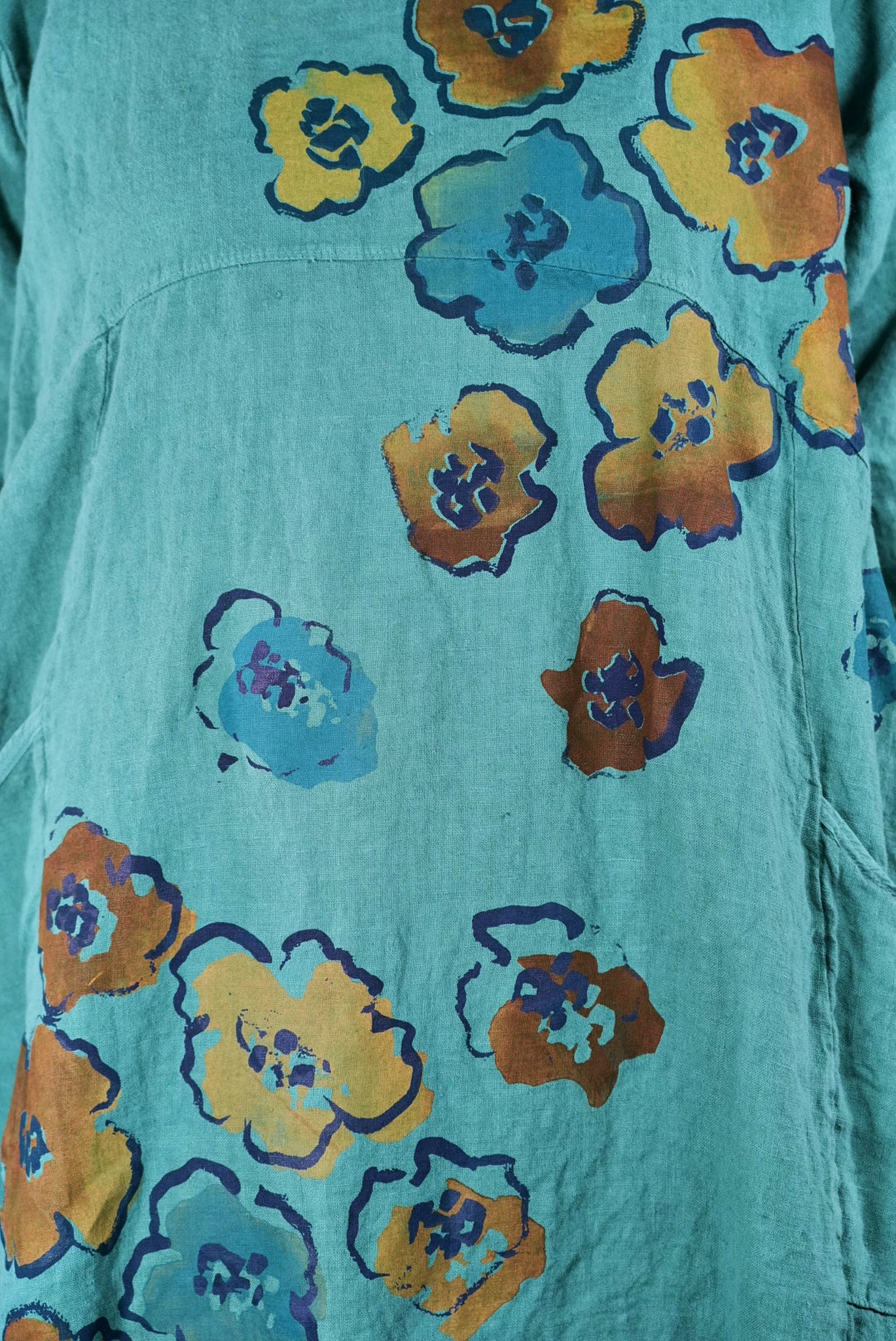 7221 Lucky Linen Dress Jade-P - Blue Fish Clothing
