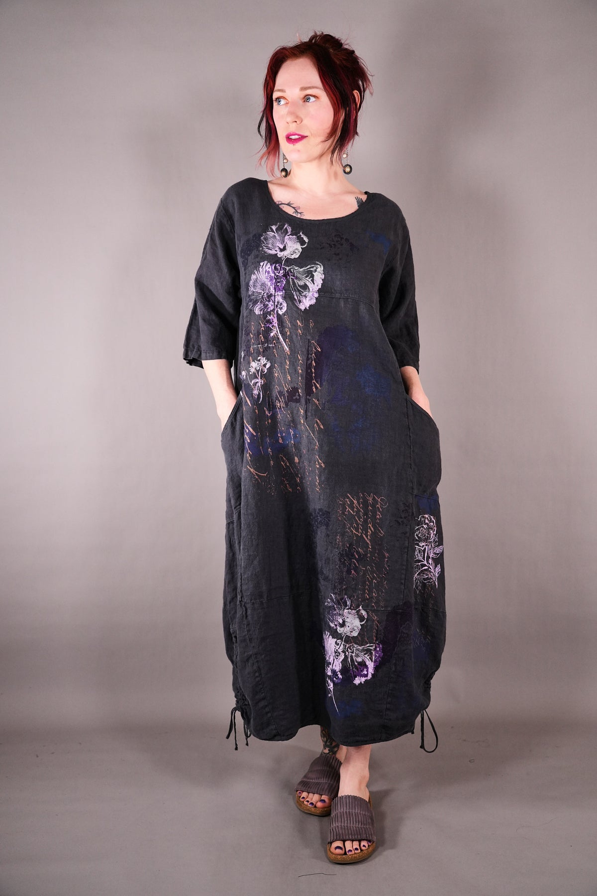 7221 Blue Fish Linen Dress Ironworks Poet