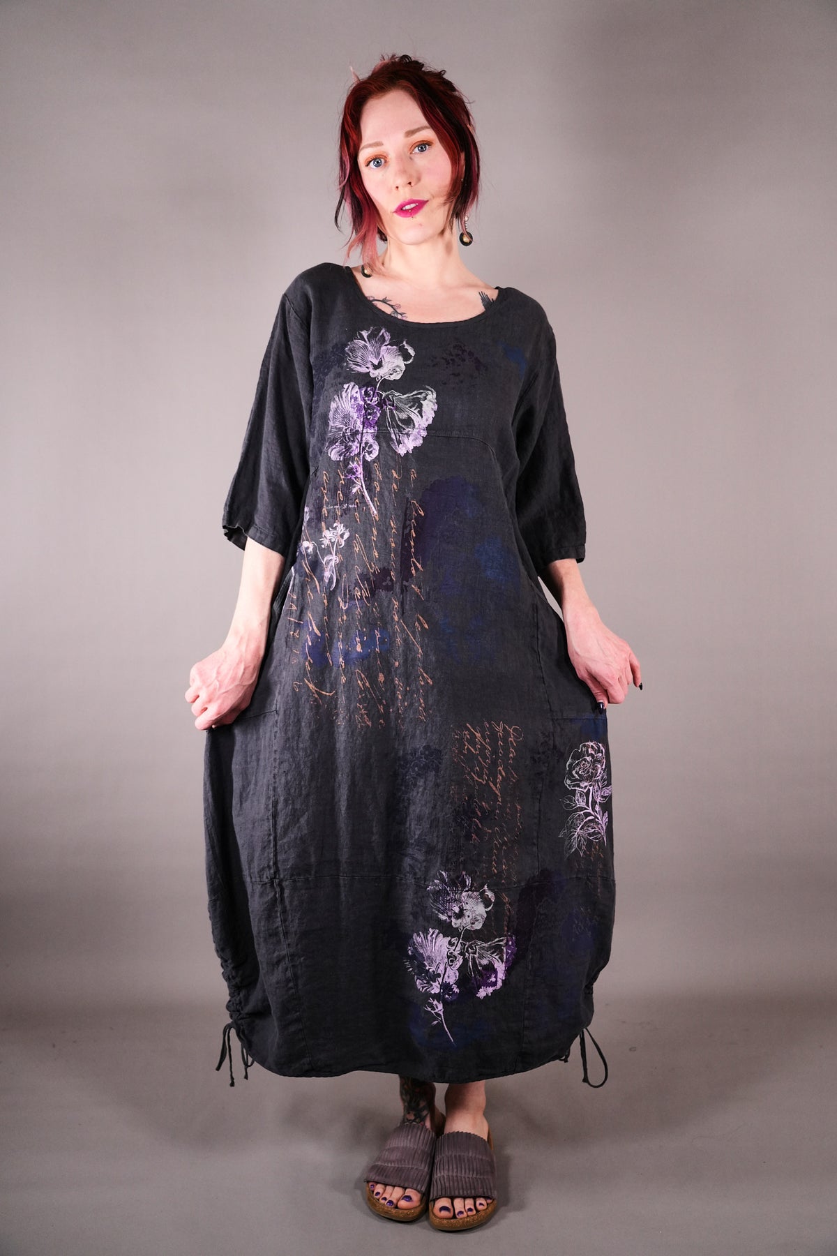 7221 Blue Fish Linen Dress Ironworks Poet