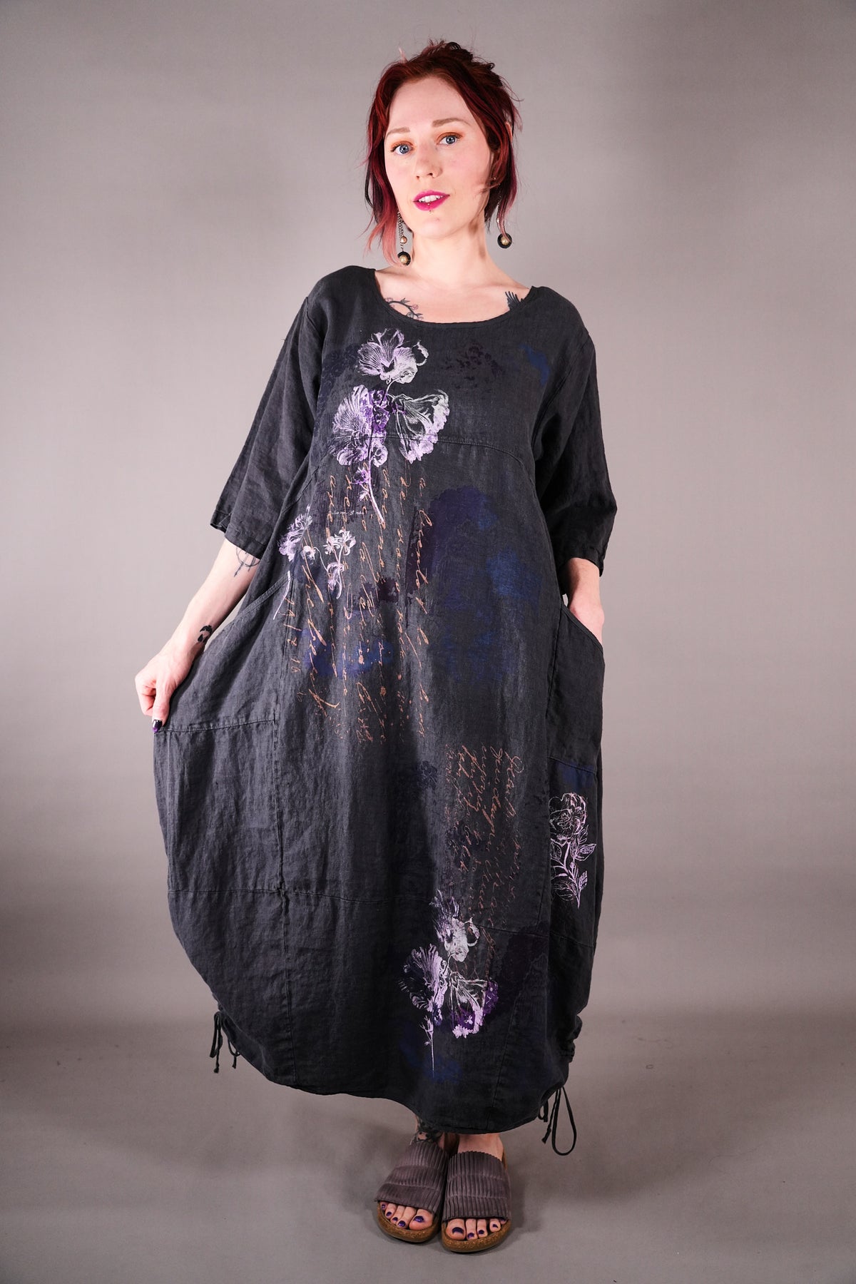 7221 Blue Fish Linen Dress Ironworks Poet