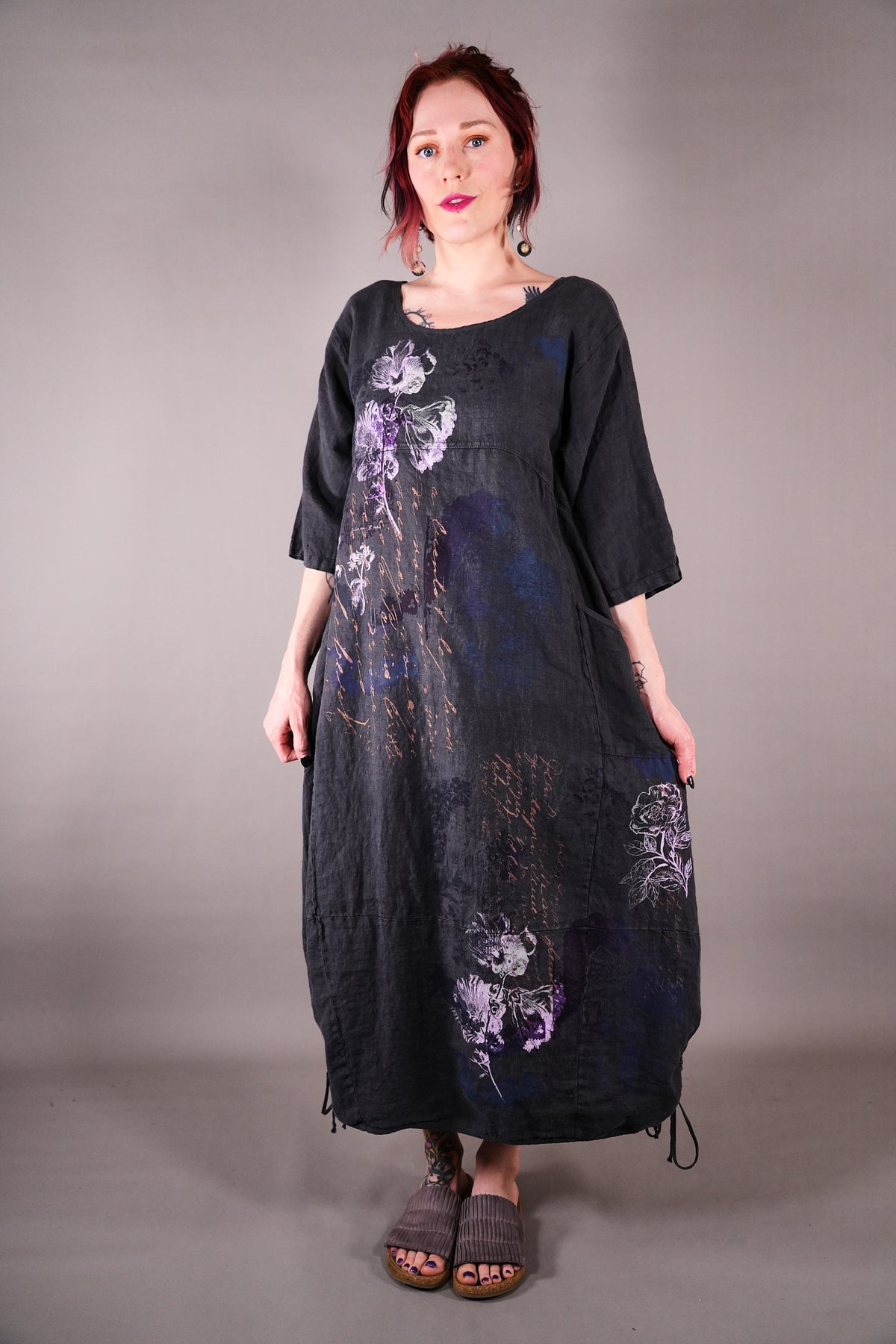 7221 Blue Fish Linen Dress Ironworks Poet