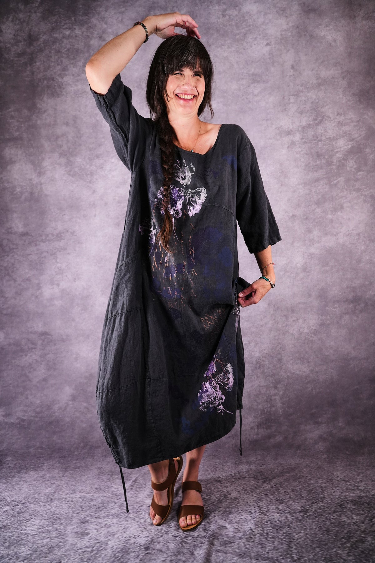 7221 Blue Fish Linen Dress Ironworks Poet