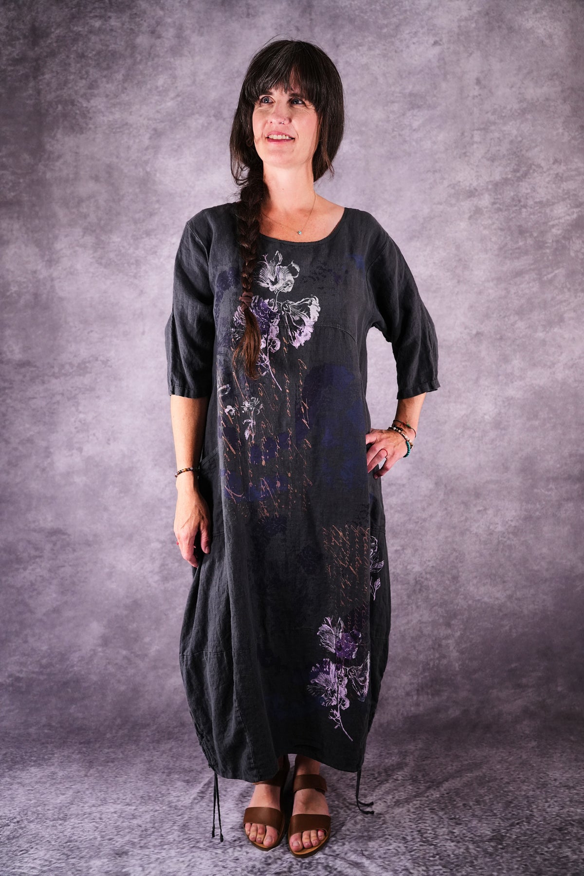 7221 Blue Fish Linen Dress Ironworks Poet