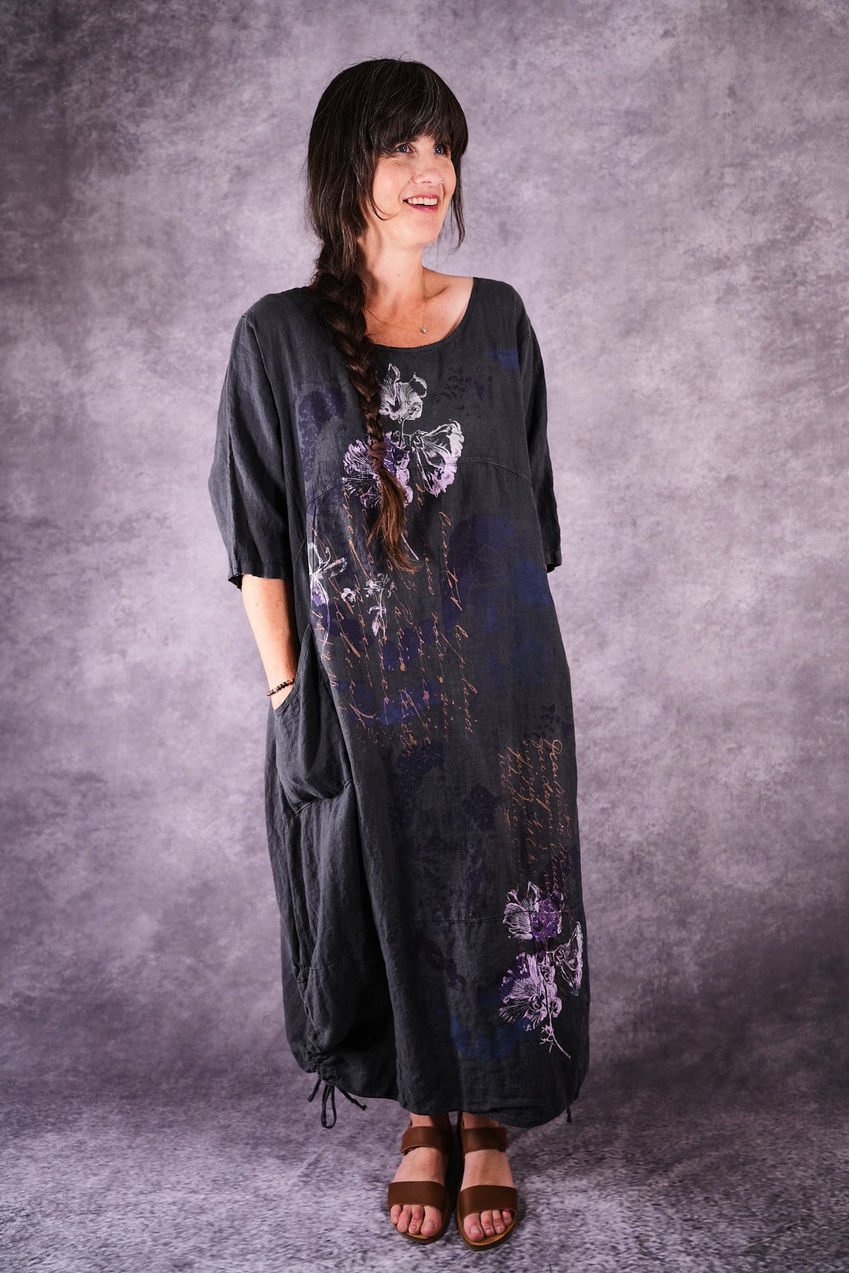 7221 Blue Fish Linen Dress Ironworks Poet