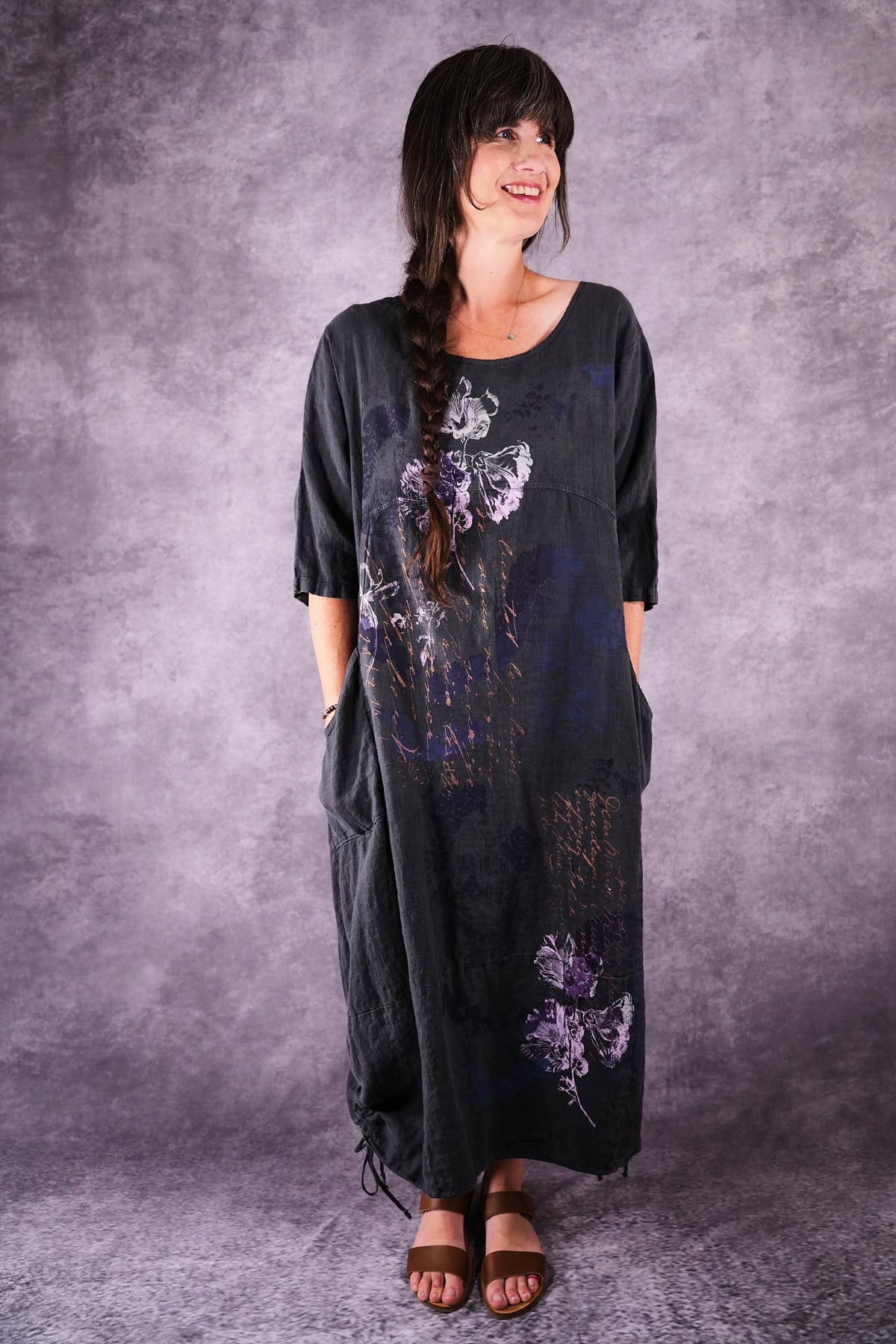 7221 Blue Fish Linen Dress Ironworks Poet
