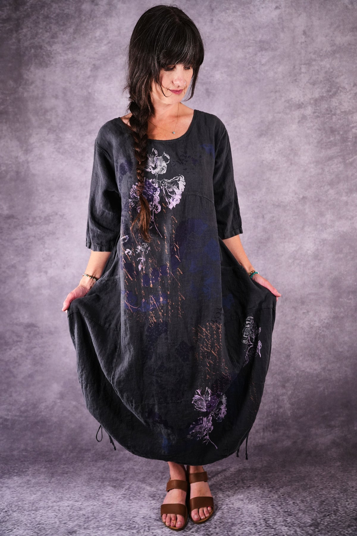 7221 Blue Fish Linen Dress Ironworks Poet