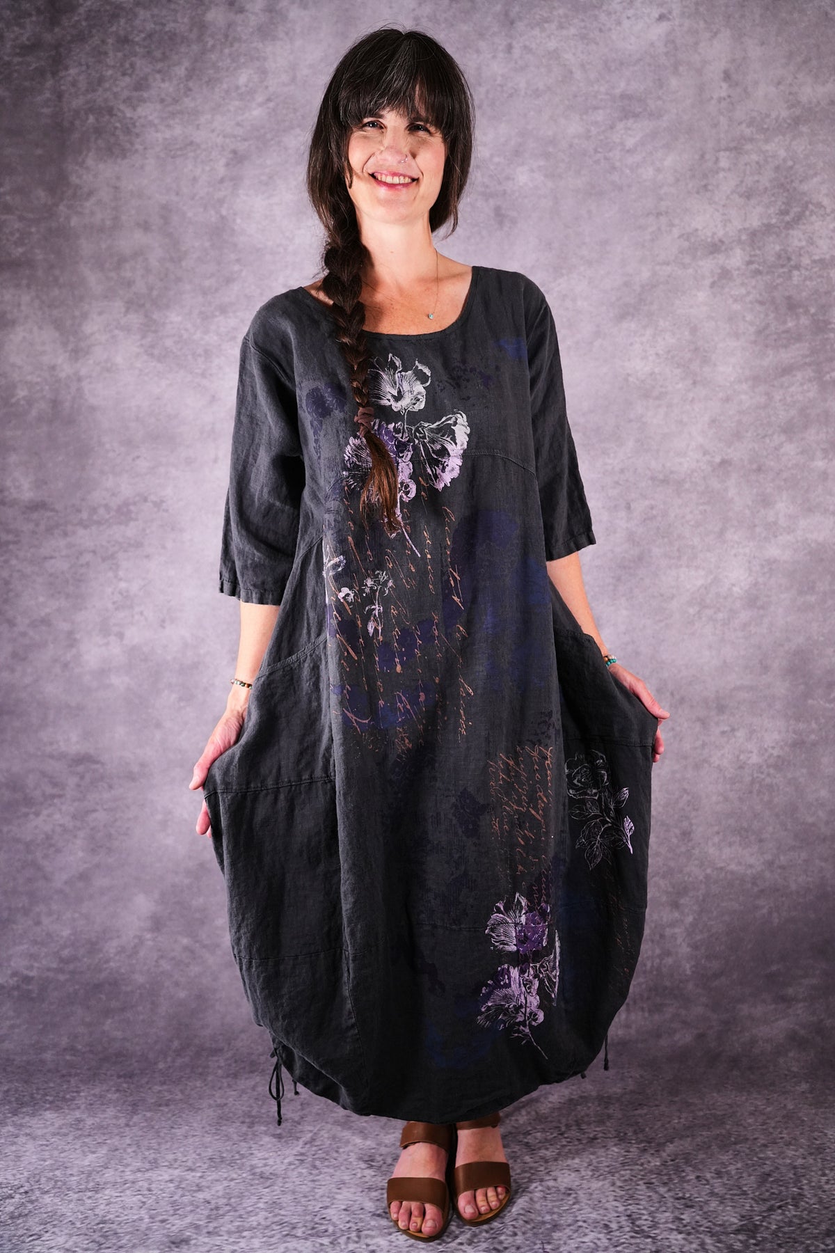 7221 Blue Fish Linen Dress Ironworks Poet