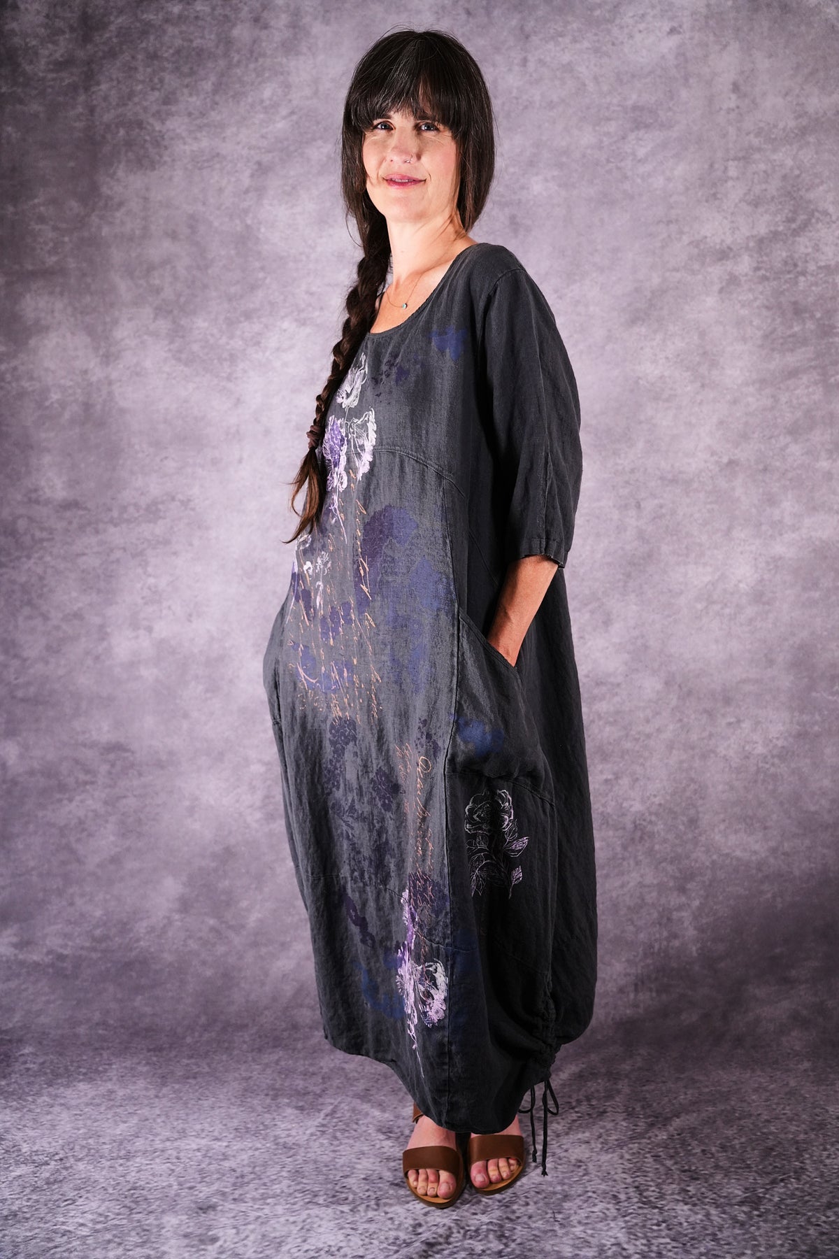 7221 Blue Fish Linen Dress Ironworks Poet