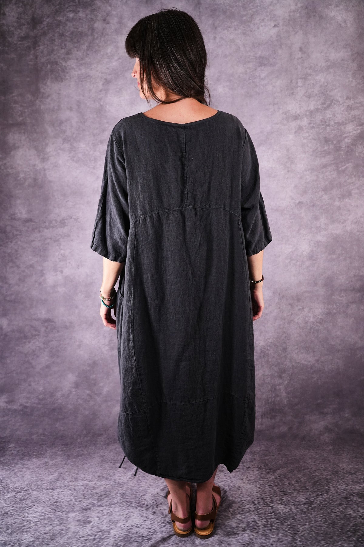7221 Blue Fish Linen Dress Ironworks Poet