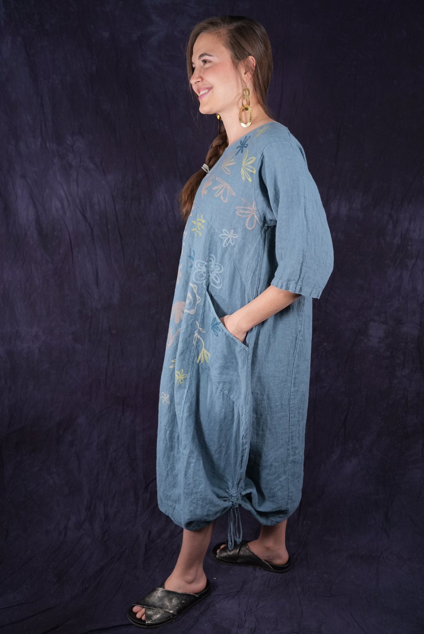 7221 Lucky Linen Dress Sea-P - Blue Fish Clothing 7221 Lucky Linen Dress Sea-P - Blue Fish Clothing