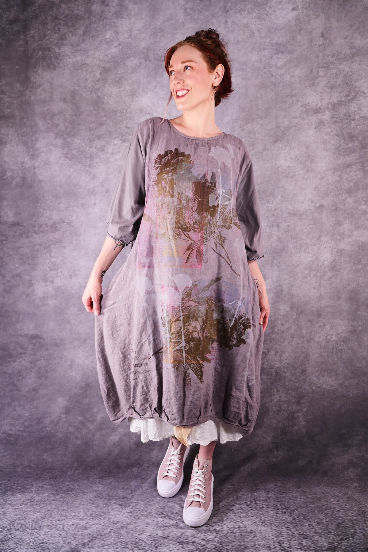 7256 Frenchtown Studio Dress Shantung Antique Flower