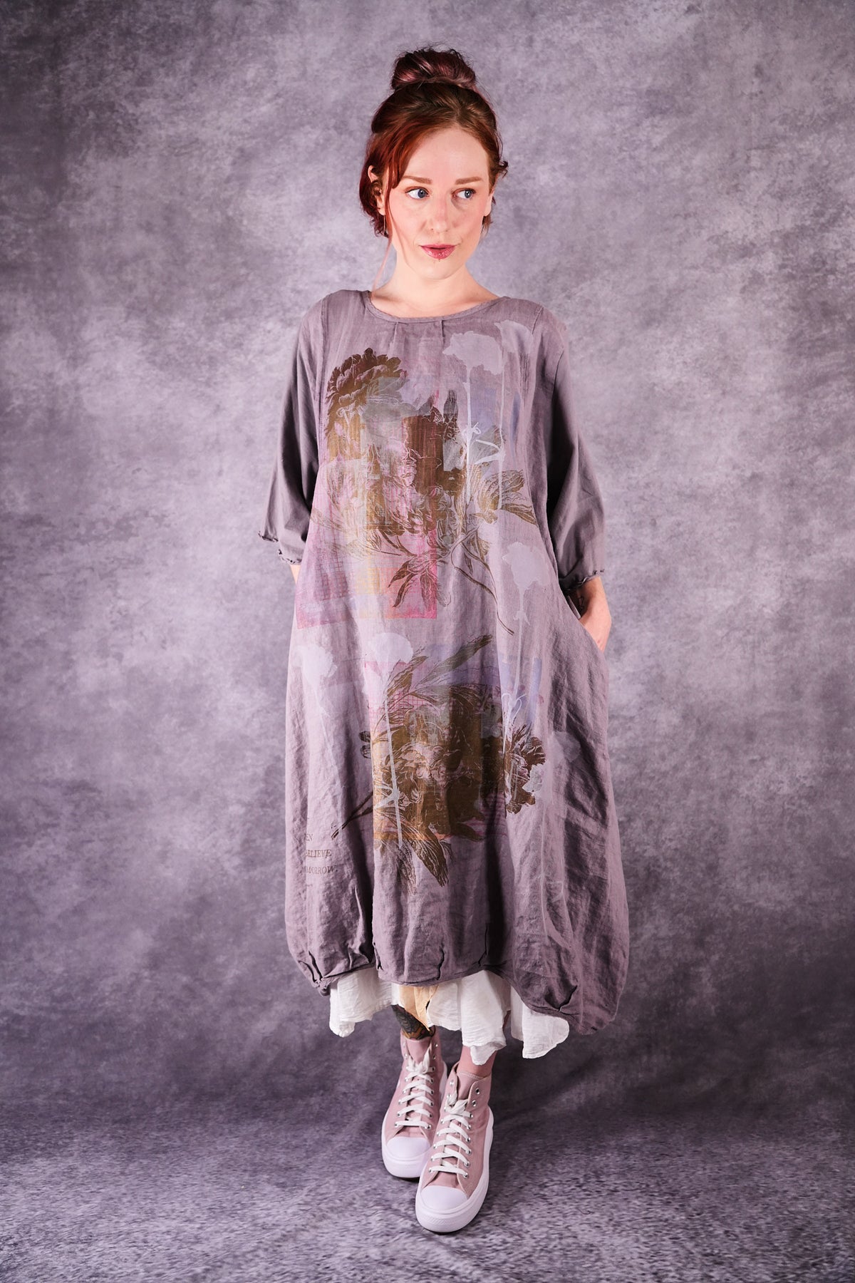 7256 Frenchtown Studio Dress Shantung Antique Flower