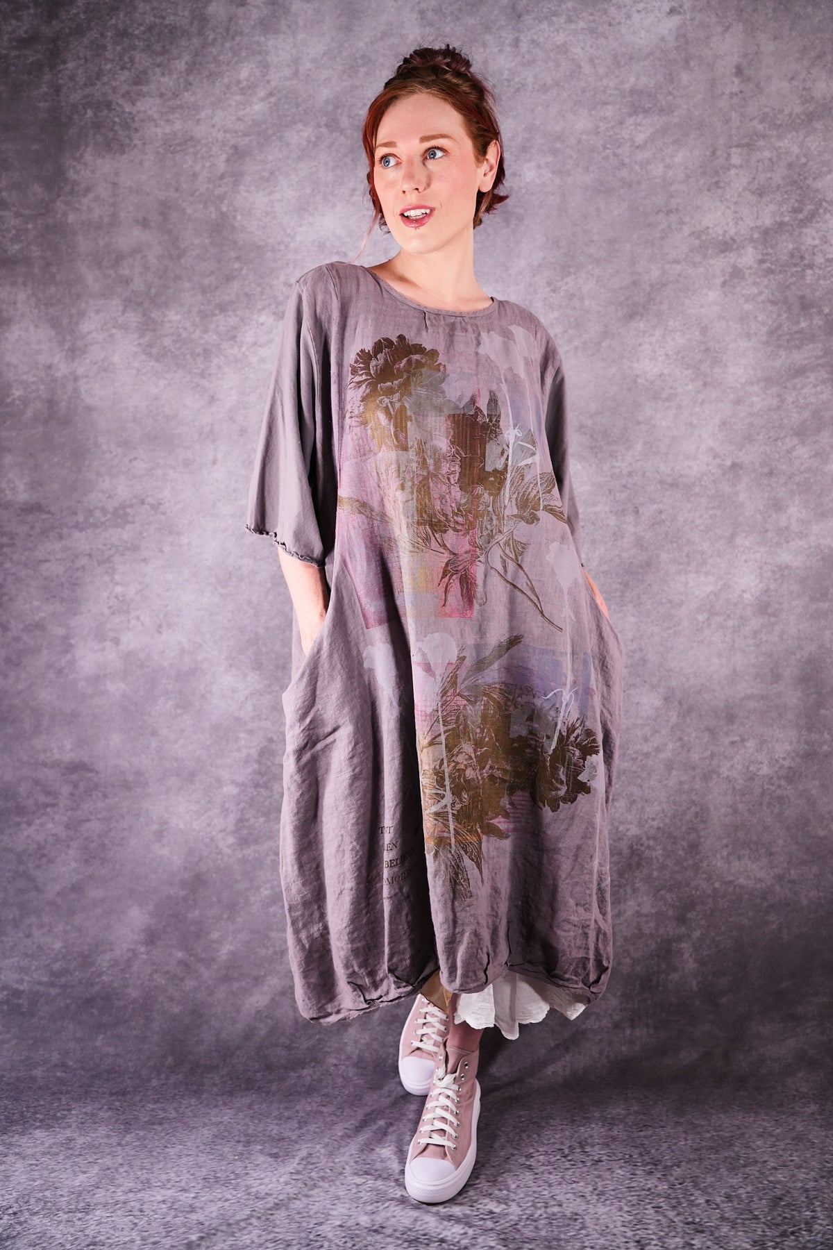 7256 Frenchtown Studio Dress Shantung Antique Flower