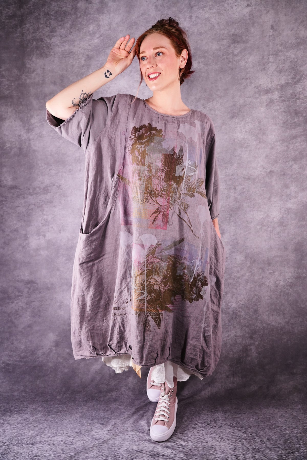 7256 Frenchtown Studio Dress Shantung Antique Flower