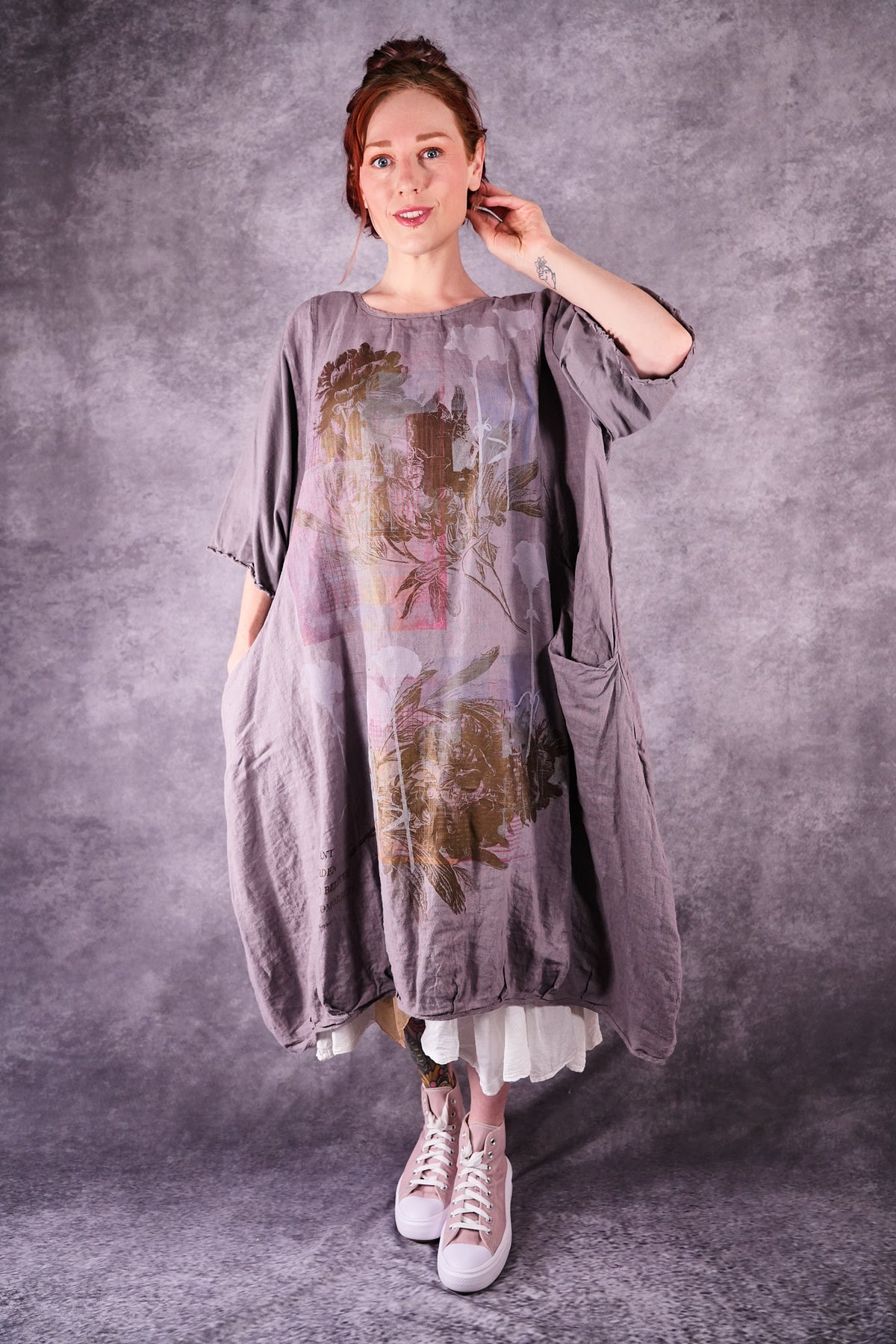 7256 Frenchtown Studio Dress Shantung Antique Flower