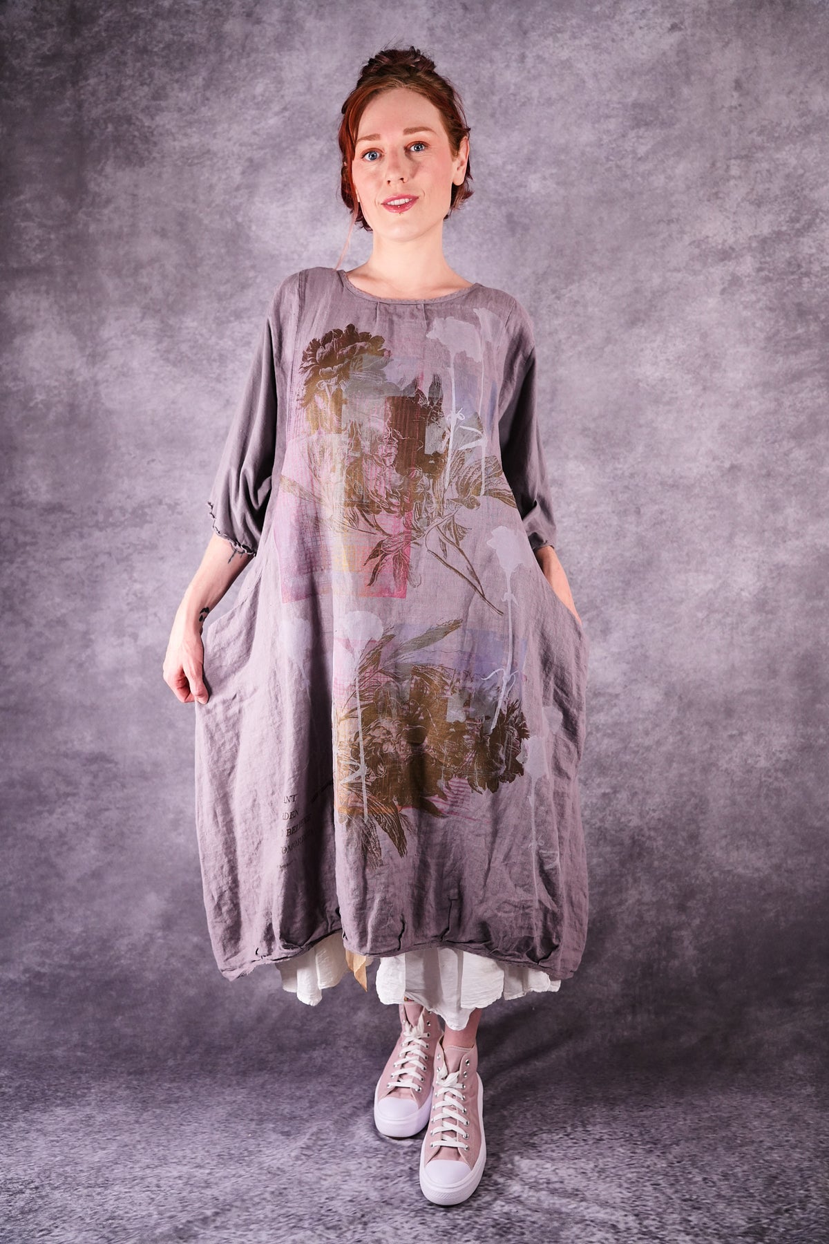 7256 Frenchtown Studio Dress Shantung Antique Flower