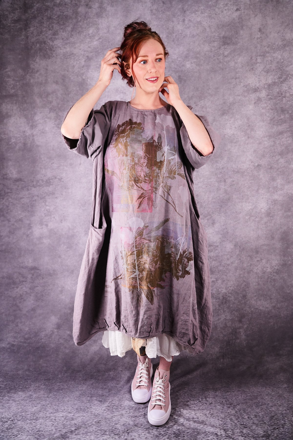 7256 Frenchtown Studio Dress Shantung Antique Flower
