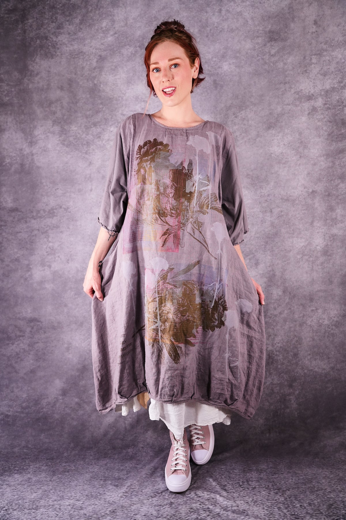 7256 Frenchtown Studio Dress Shantung Antique Flower
