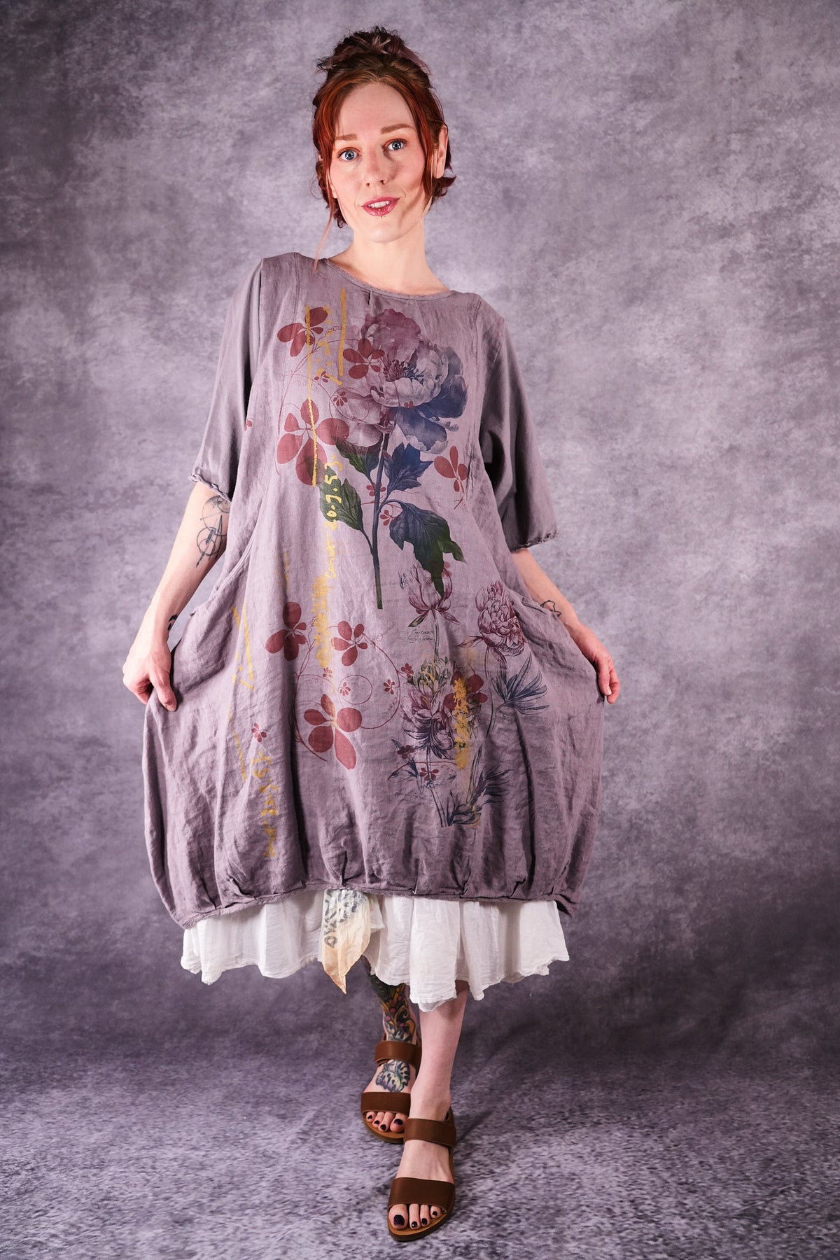 7256 Frenchtown Studio Dress Shantung Peony