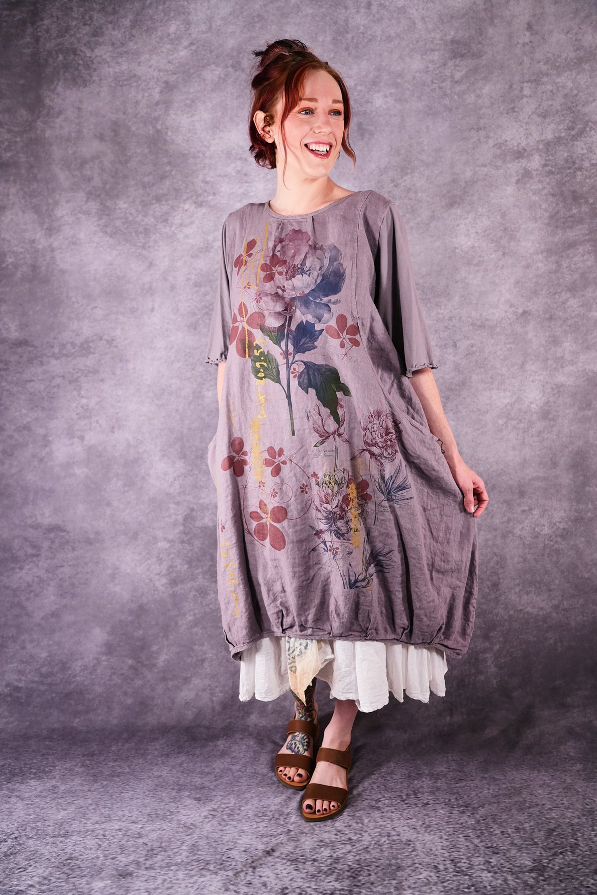 7256 Frenchtown Studio Dress Shantung Peony