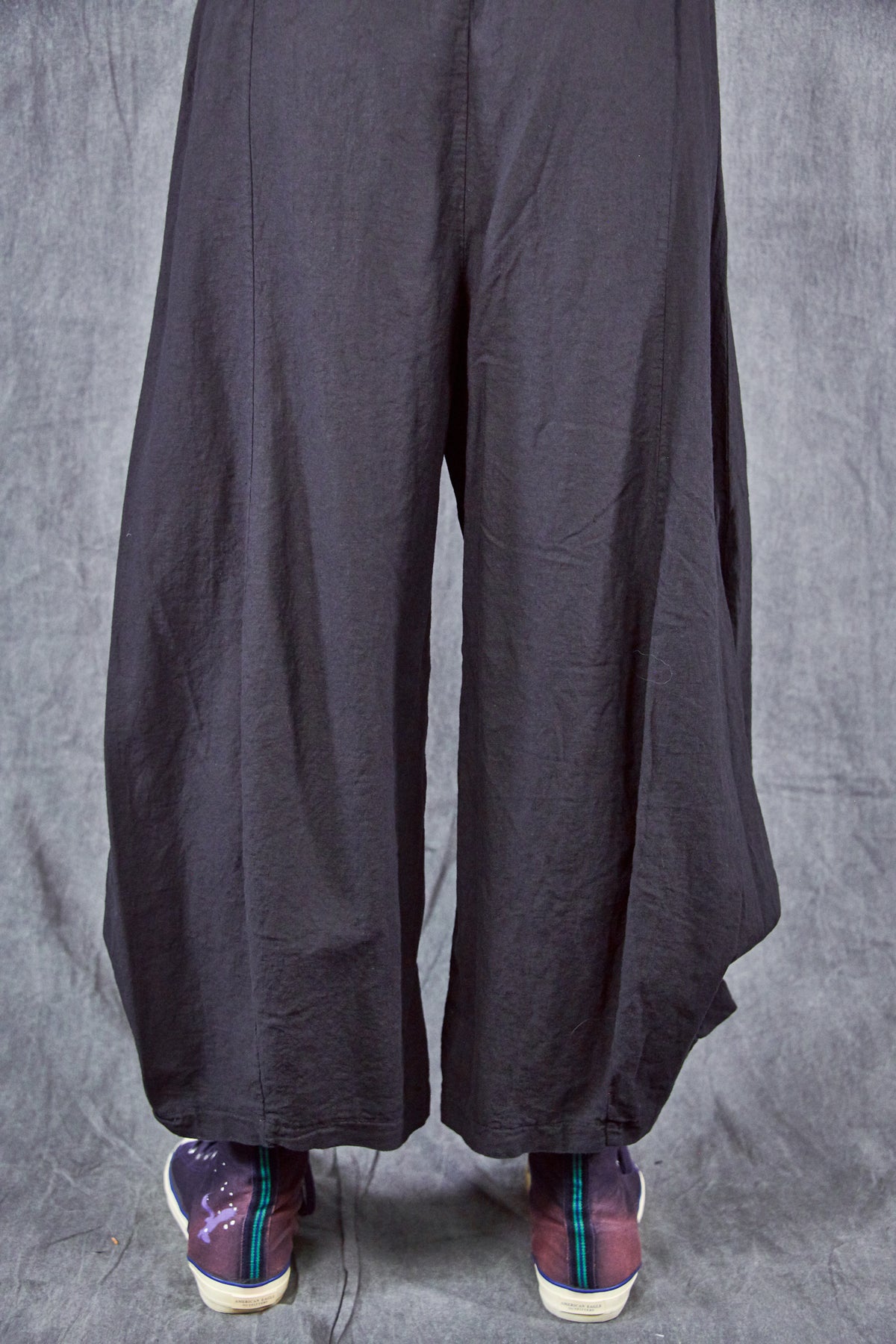 3296 Crop Linen Billow Pant Black-U