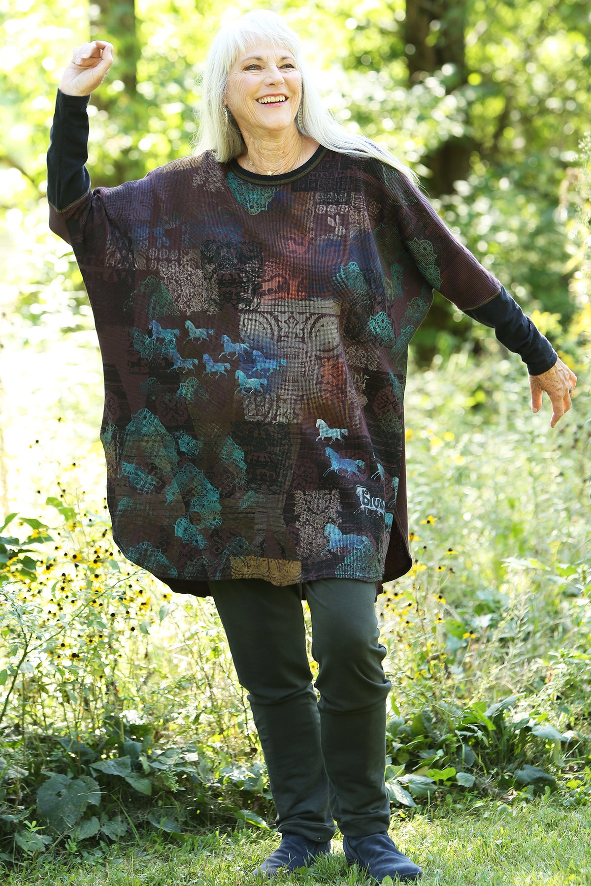 2251 Natural City Tunic -Burnt Sugar -'Antediluvian Garden'