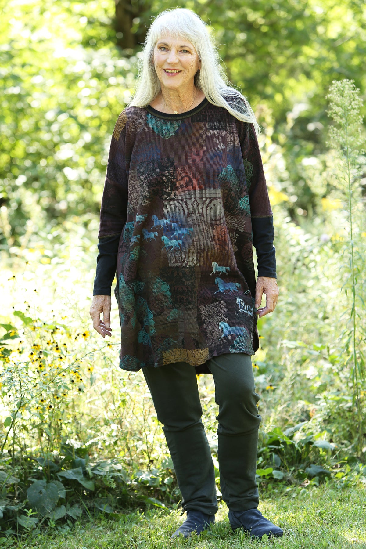 2251 Natural City Tunic -Burnt Sugar -'Antediluvian Garden'