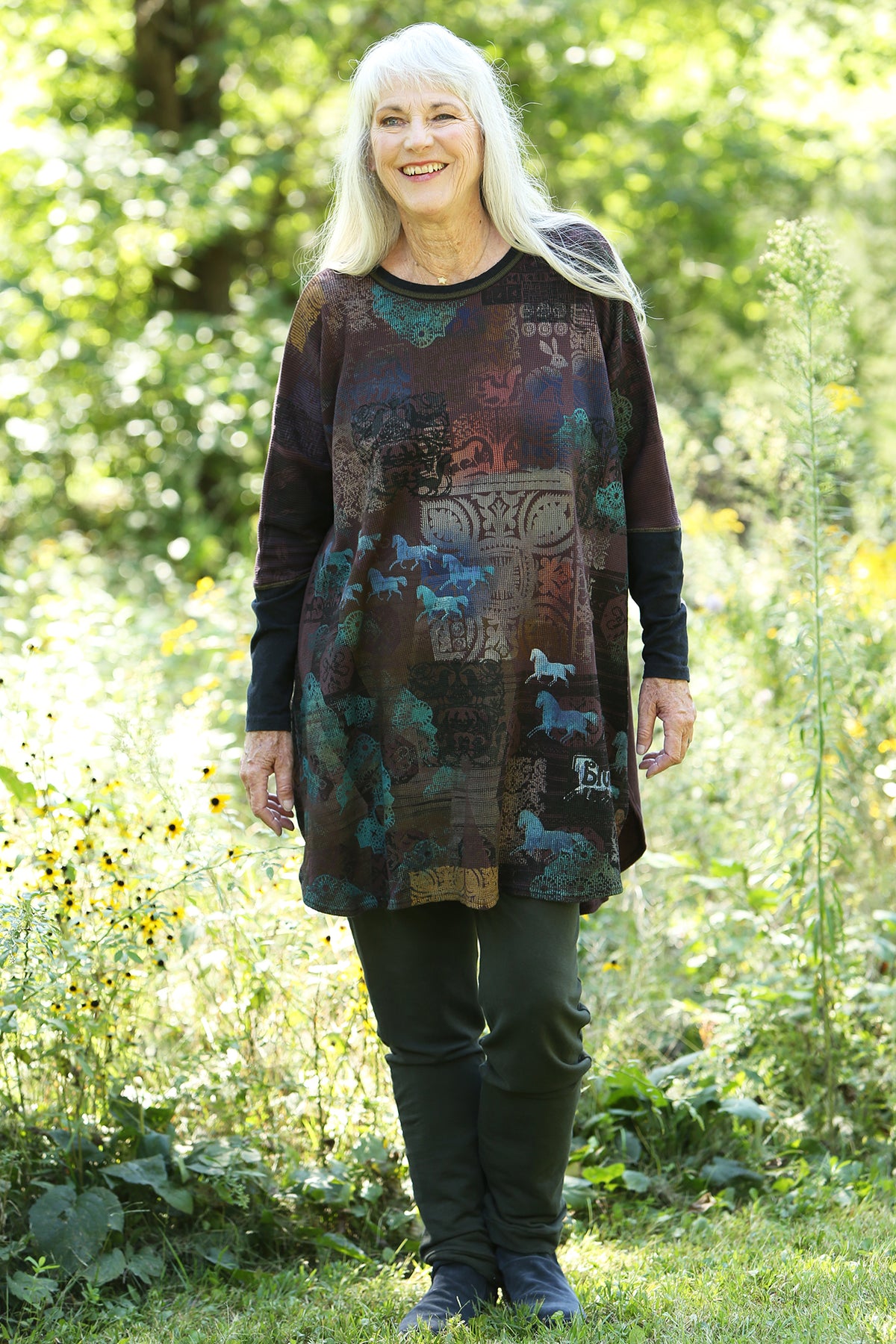 2251 Natural City Tunic -Burnt Sugar -'Antediluvian Garden'
