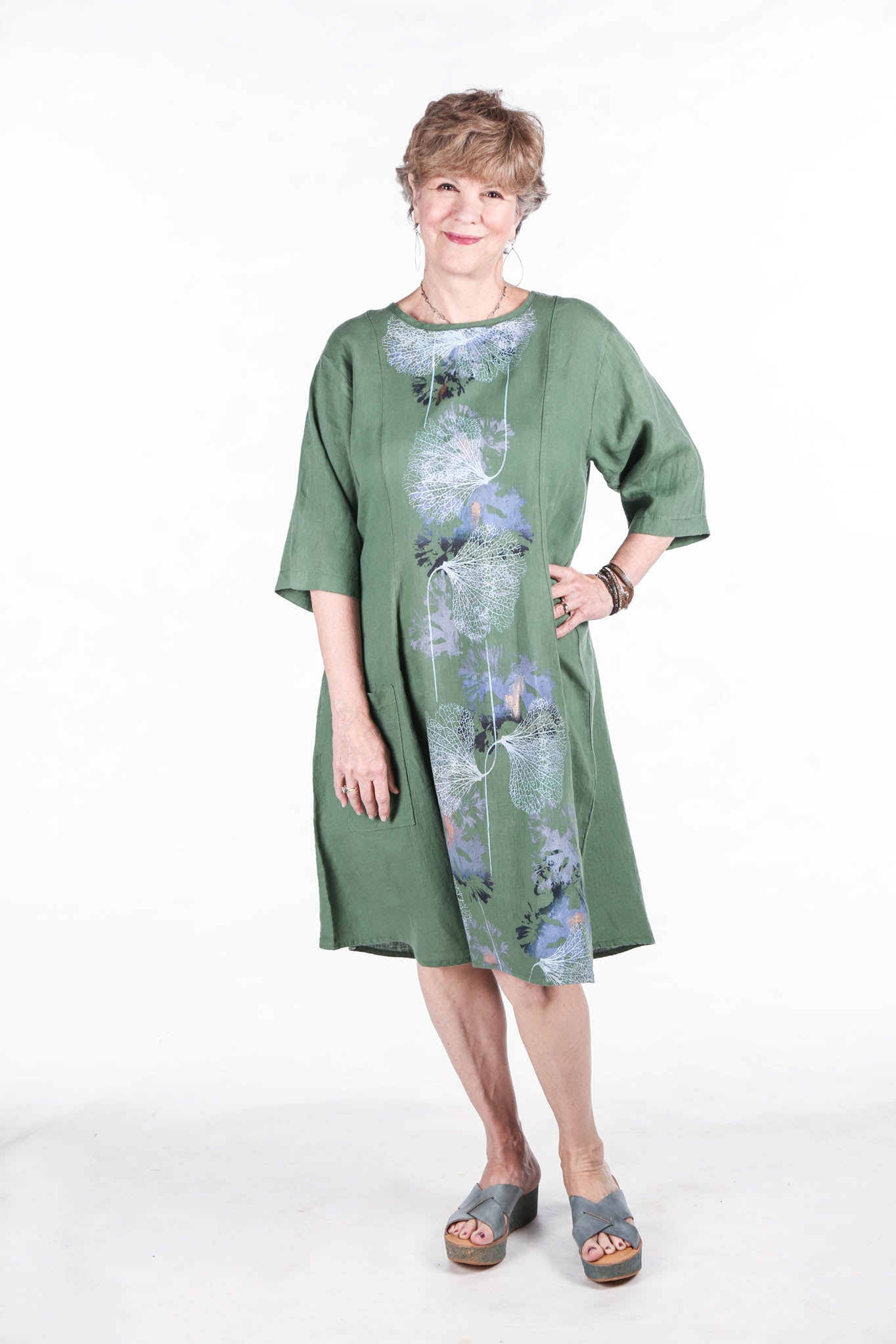 Beautiful Days Linen Dress-Seaweed 7212-P - Blue Fish Clothing Beautiful Days Linen Dress-Seaweed 7212-P - Blue Fish Clothing