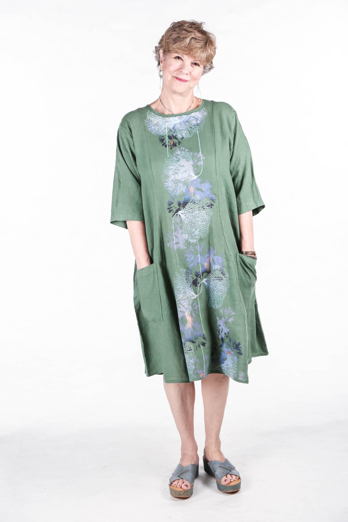 Beautiful Days Linen Dress-Seaweed 7212-P