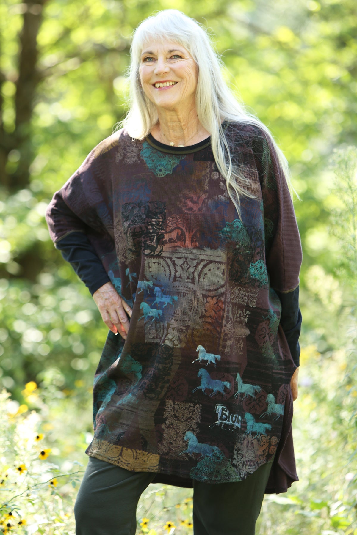 2251 Natural City Tunic -Burnt Sugar -'Antediluvian Garden'