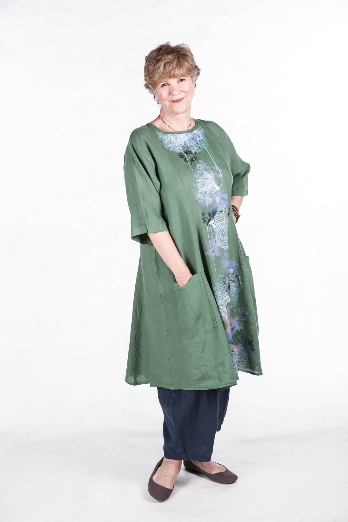 Beautiful Days Linen Dress-Seaweed 7212-P