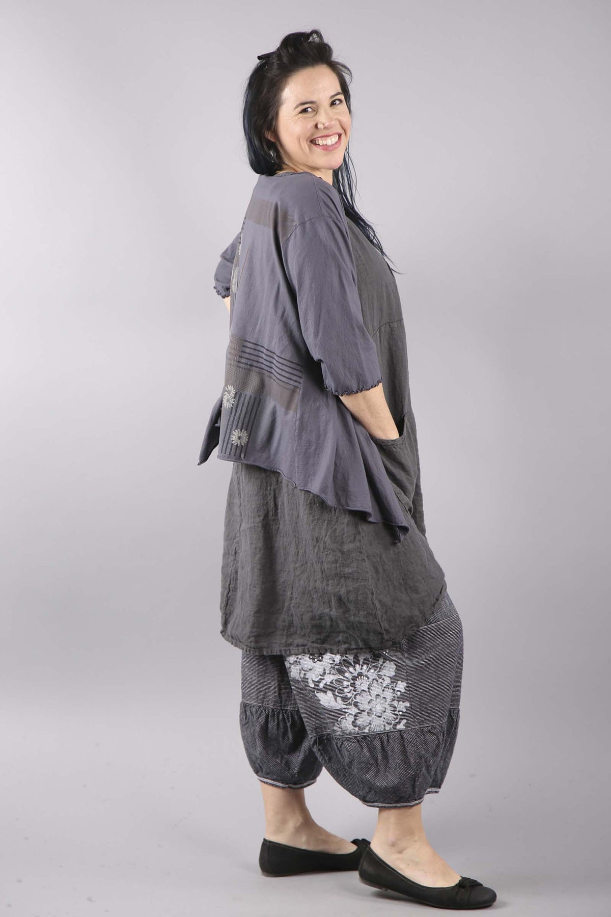 Shale Color Clothes Slant Tissue Cardi Shale Printed-5248 - Blue Fish Clothing