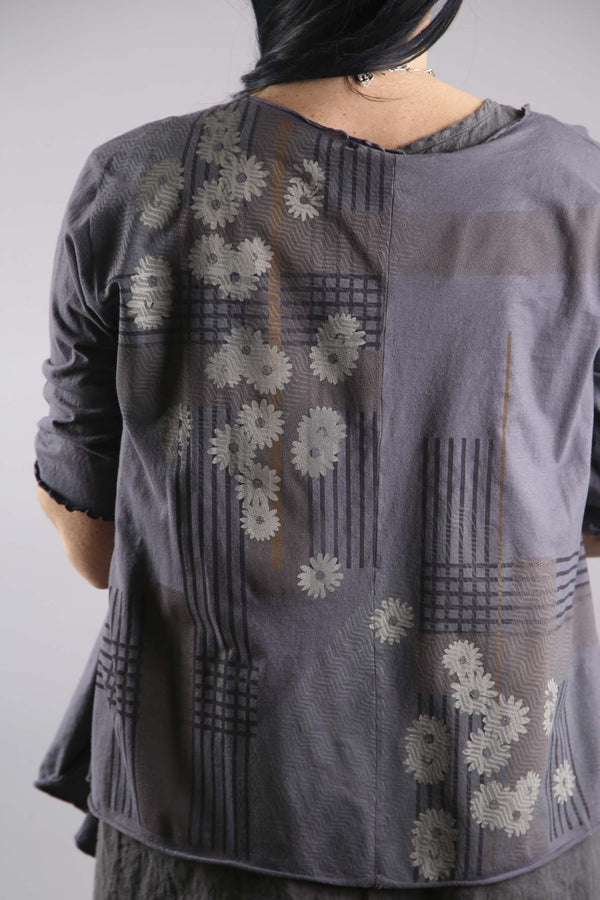Slant Tissue Cardi Shale Printed-5248 - Blue Fish Clothing