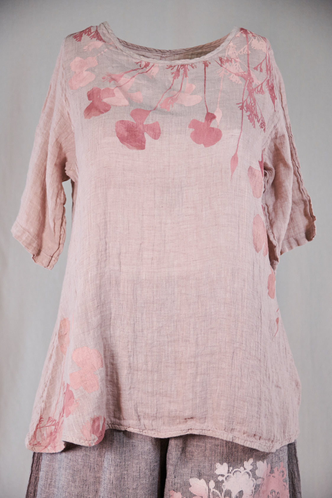 1210 Linen Simple Tunic-Natural Pink-P