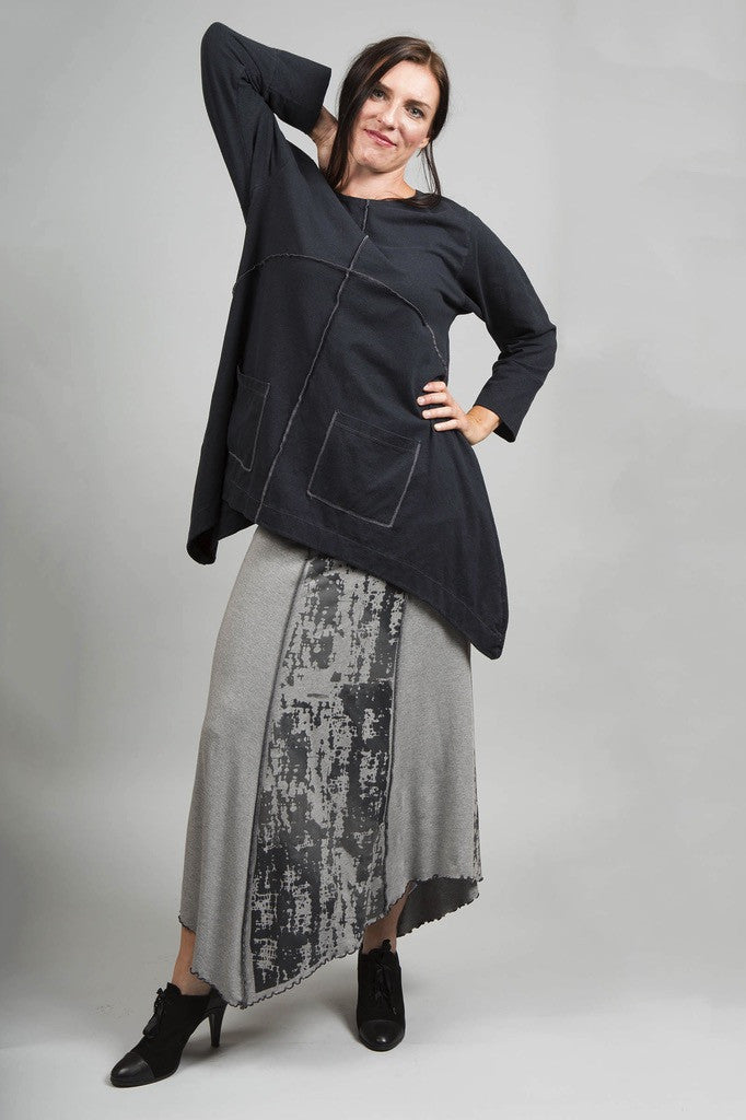 Patchwork Tunic Inky Black UnPrinted-Blue Fish Clothing