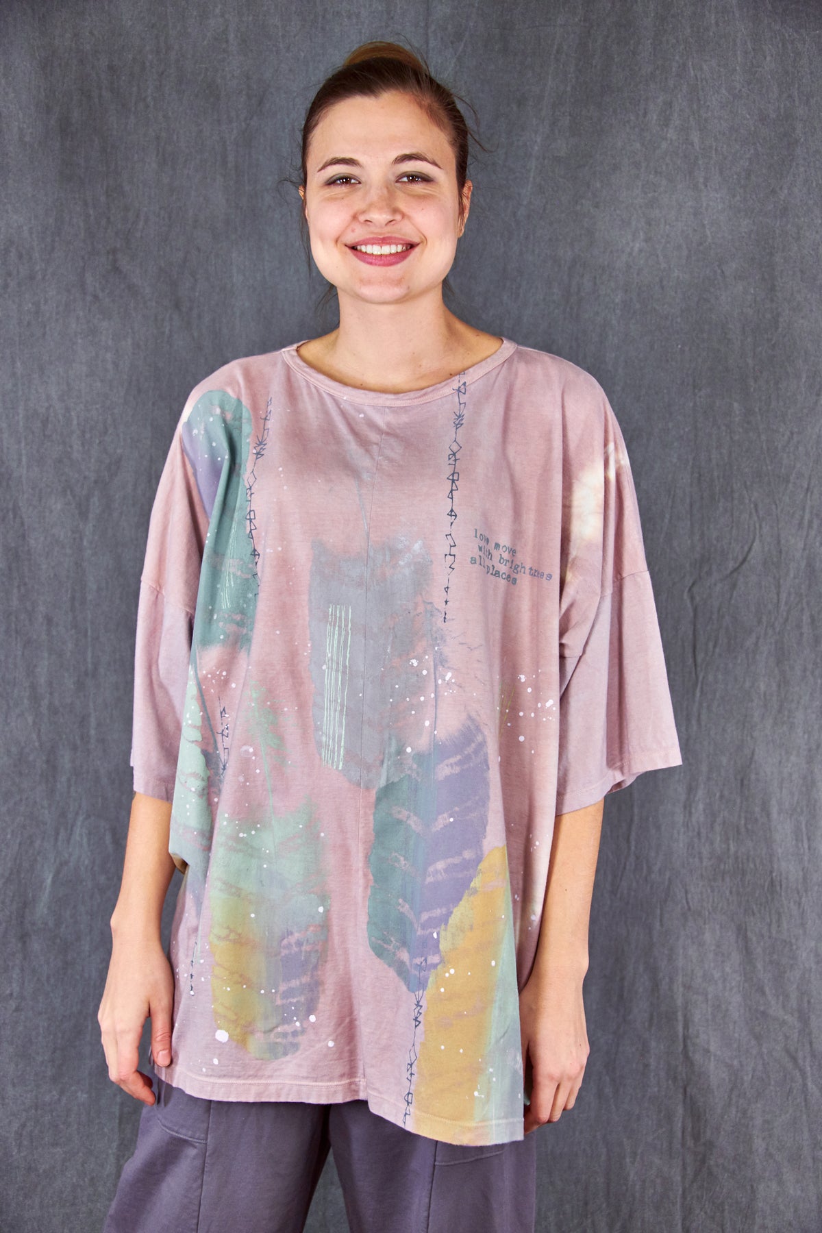 1236HD Line Tee-Sedona Feather Peace-Dusty Pink-29/30” L