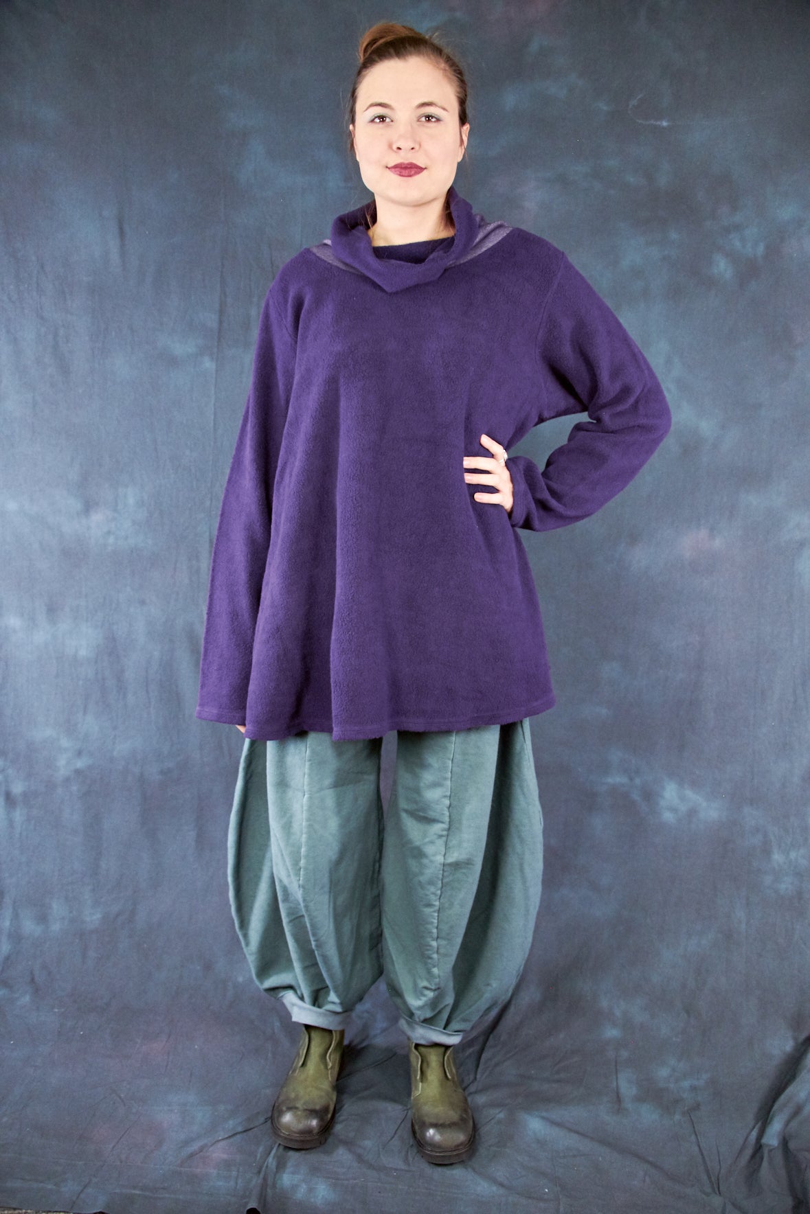 1246 Sherpa L/S Cowl Sweatshirt Purple-U